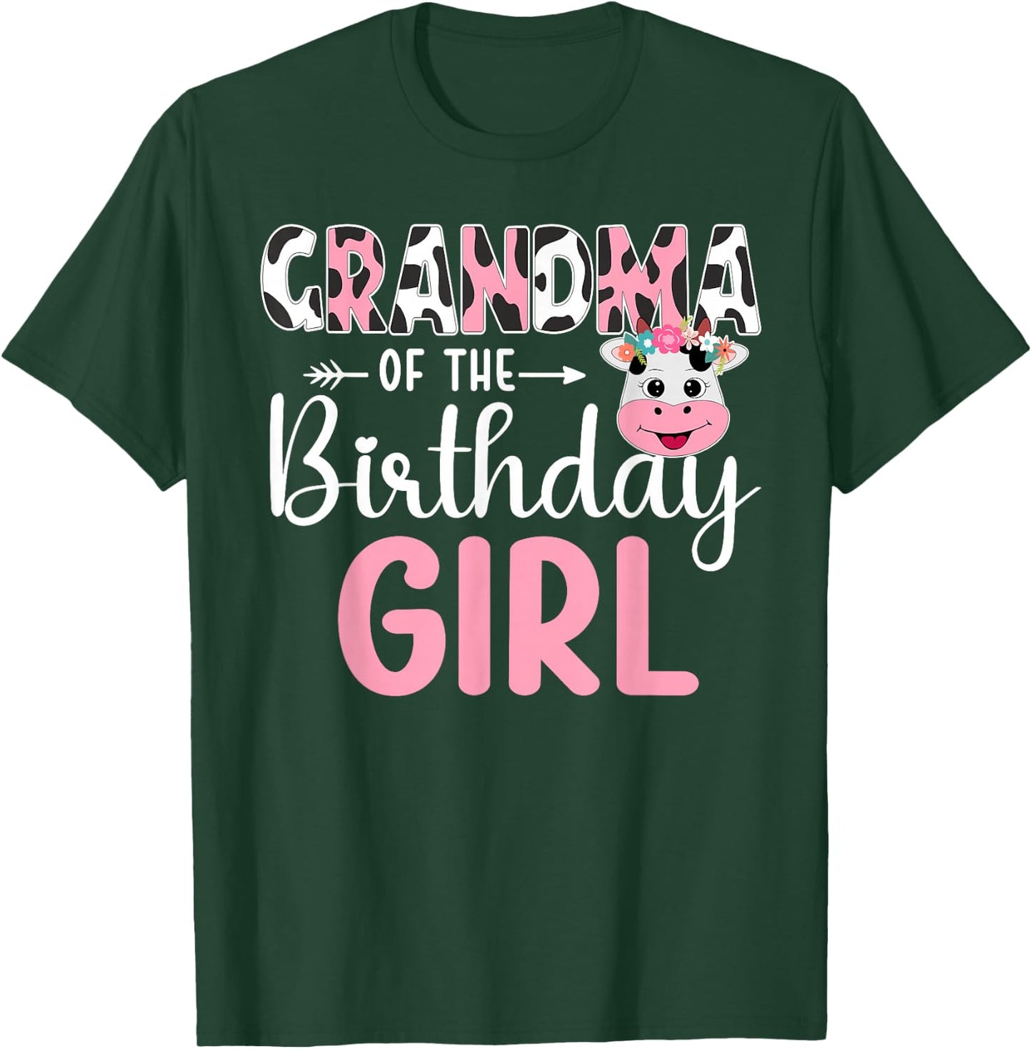 Grandma Of The Birthday Girl Farm Cow 1 St Birthday Girl T-Shirt - T-Shirt | Forest
