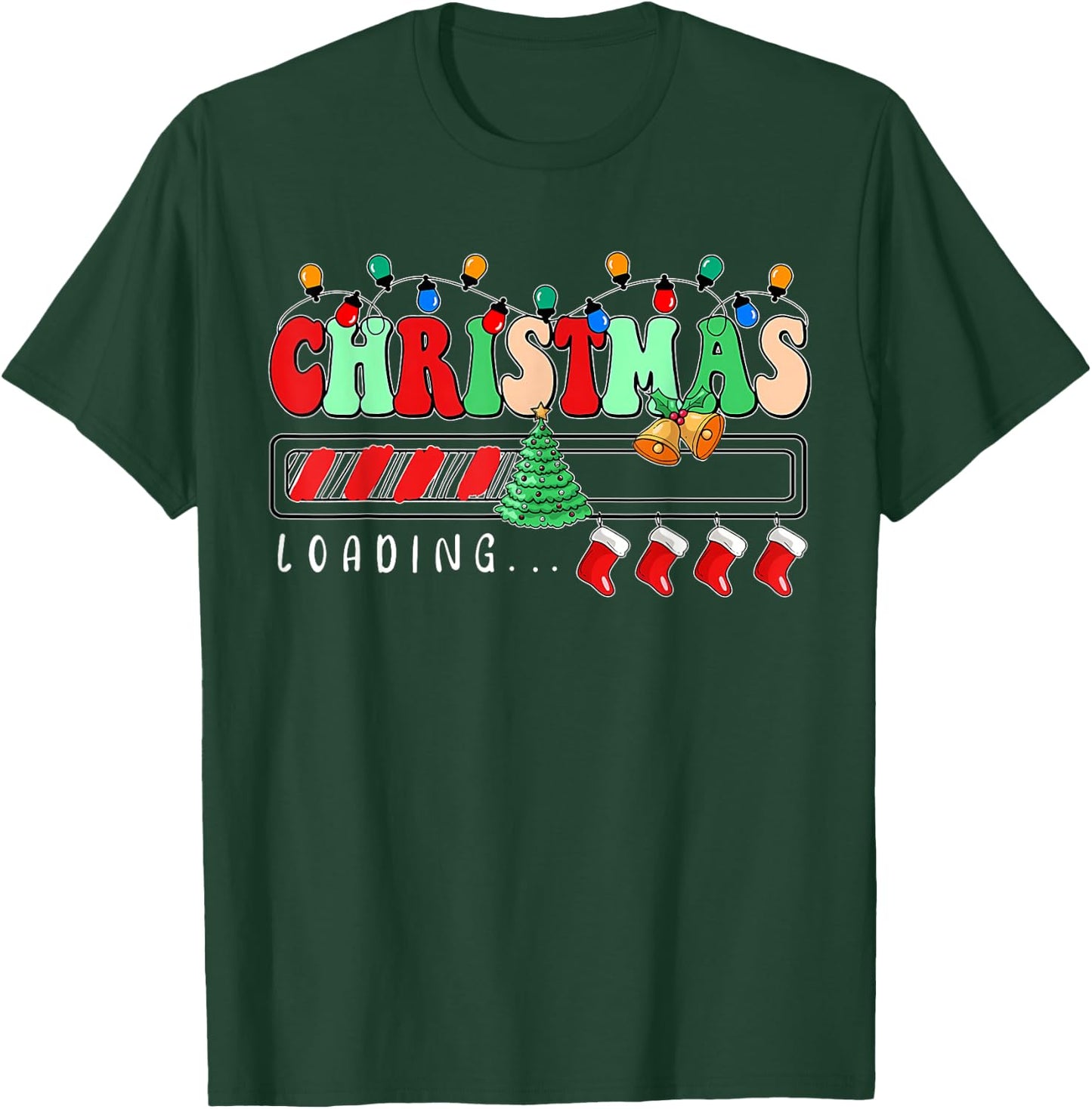 Christmas is Loading Family Matching Christmas Tree Lights T-Shirt - T-Shirt | Forest