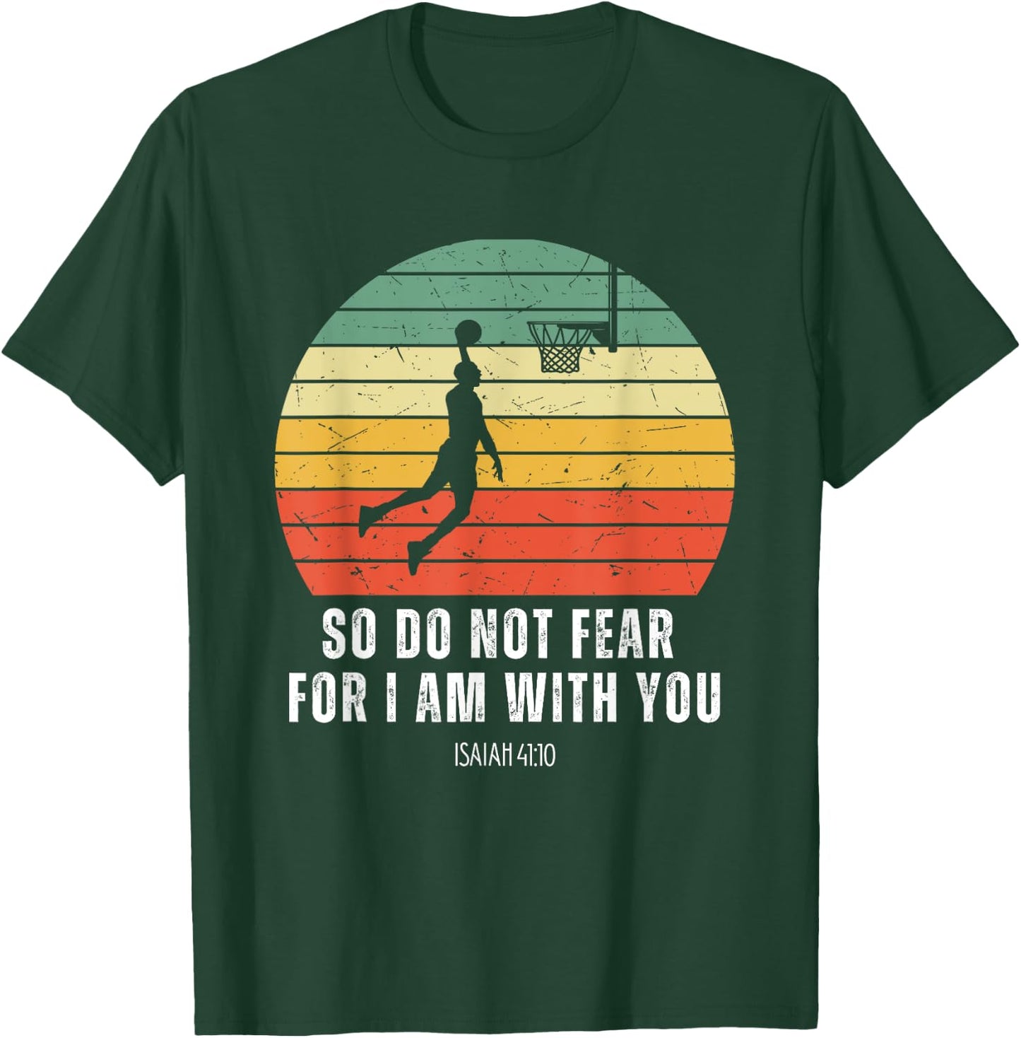 Christian Retro Basketball Verse Men Boys Kids Religious T-Shirt - T-Shirt | Forest