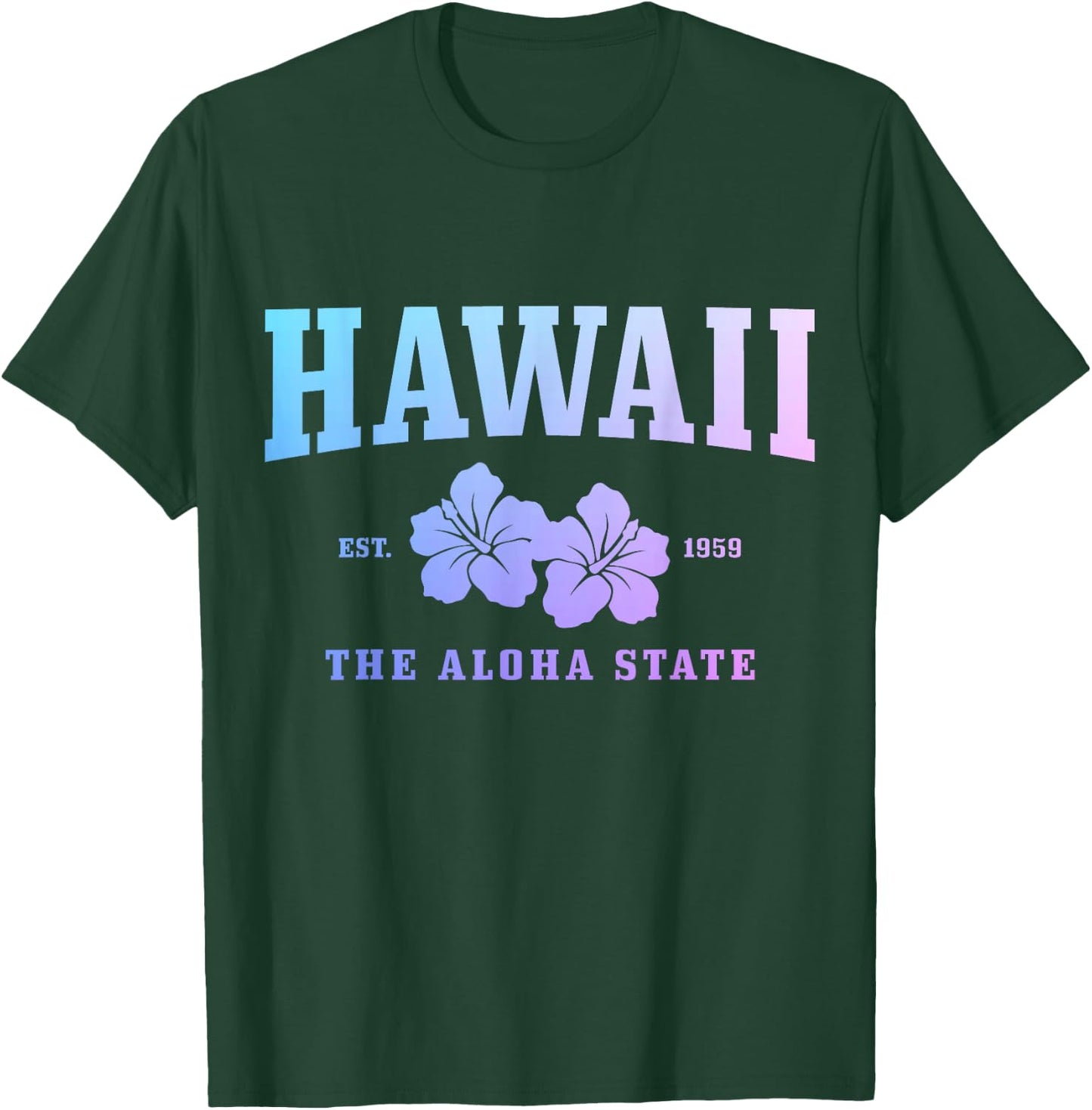 Hawaii Aloha State Hibiscus Surf Surfer Maui Kauai Hawaii T-Shirt - T-Shirt | Forest