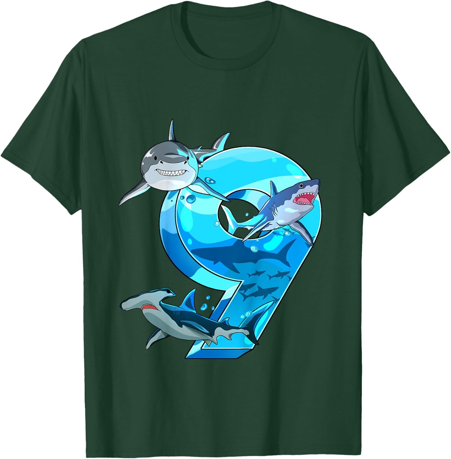 Kids Shark Boy 9 Years Birthday Child Children Birthday T-Shirt - T-Shirt | Forest