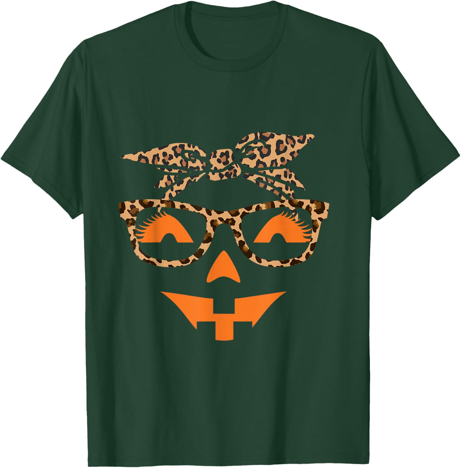 Jack O Lantern Face Leopard Halloween Pumpkin Women T-Shirt - T-Shirt | Forest