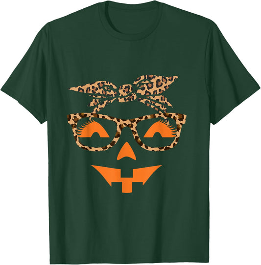 Jack O Lantern Face Leopard Halloween Pumpkin Women T-Shirt - T-Shirt | Forest