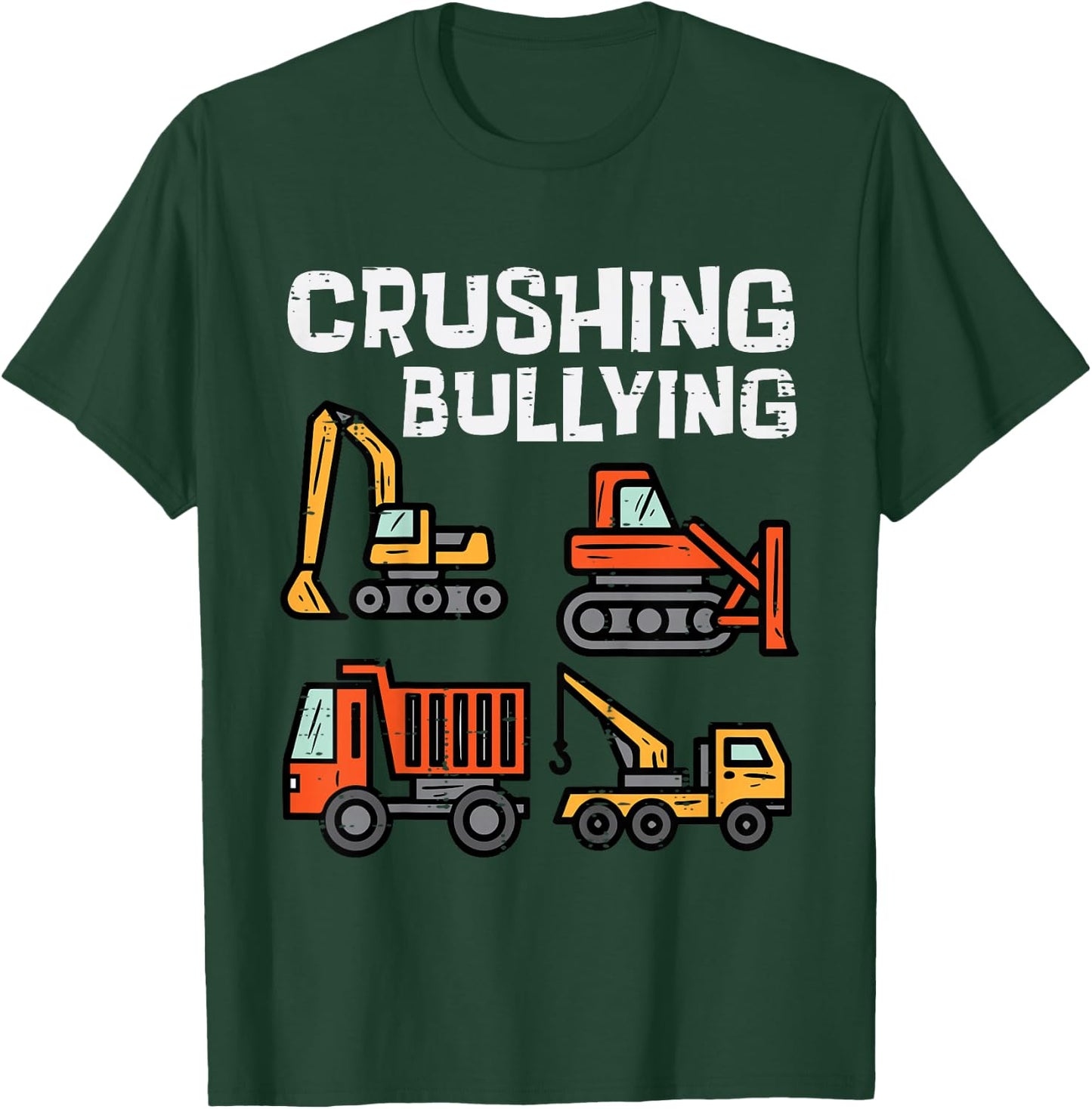 Kids Crushing Bullying Construction Trucks Orange Unity Day Boys T-Shirt - T-Shirt | Forest