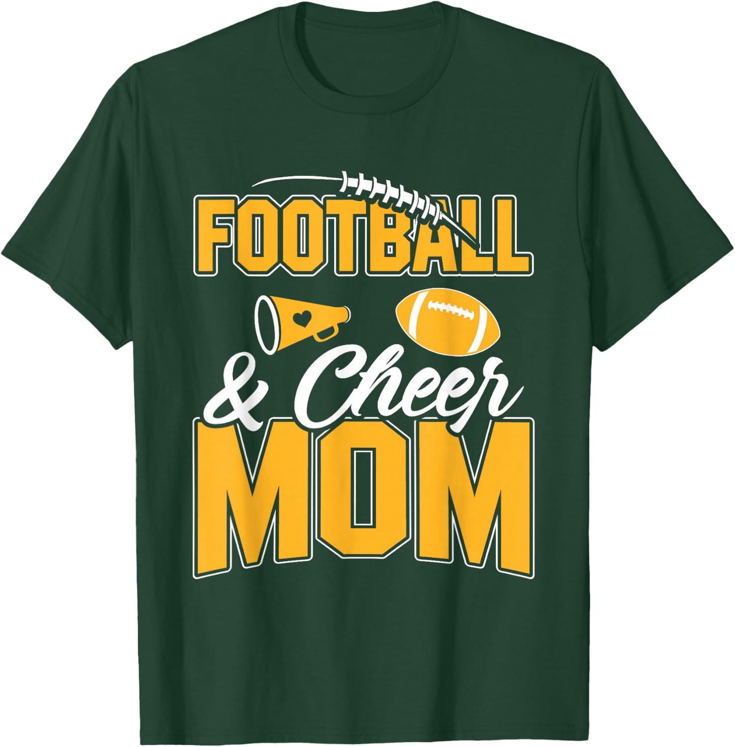 Football and Cheer Mom Cheerleading Mother Football T-Shirt - T-Shirt | Forest