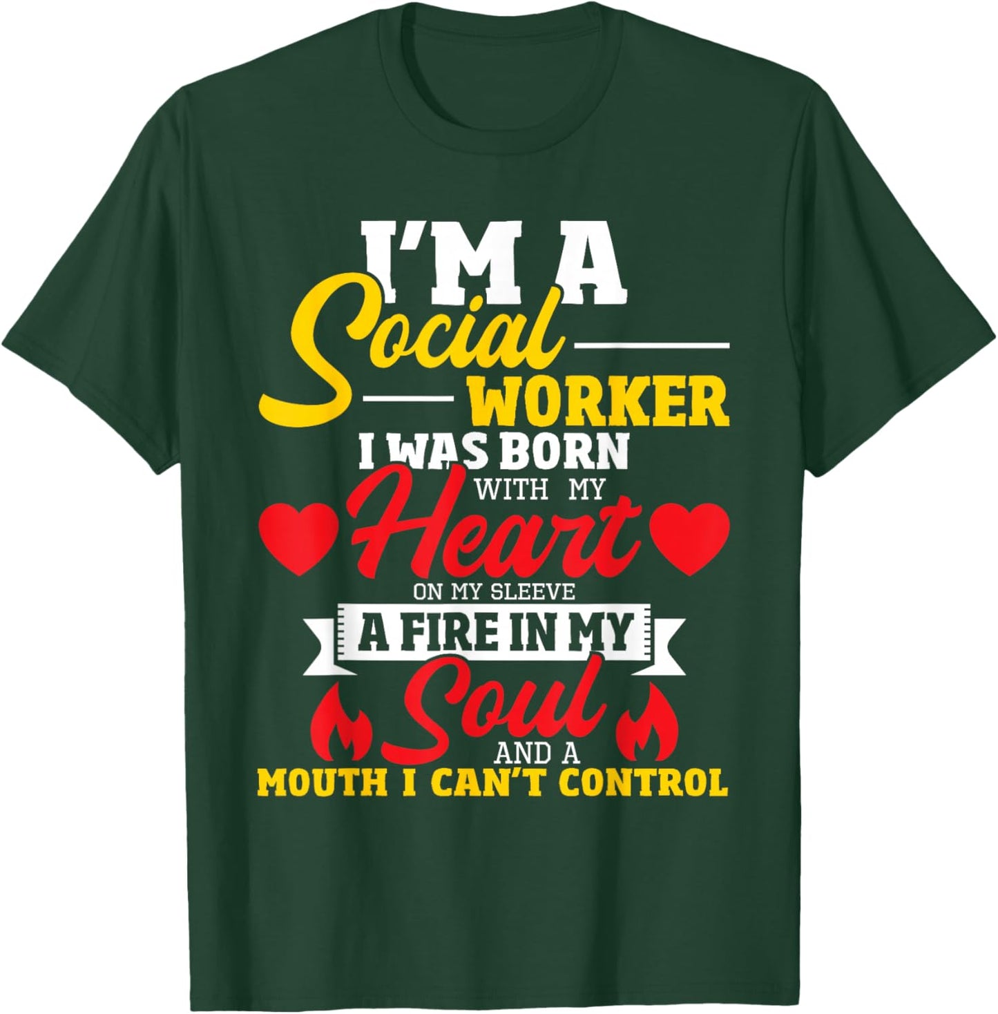 Social Worker Heart On My Sleeve - Caseworker Social Work T-Shirt - T-Shirt | Forest