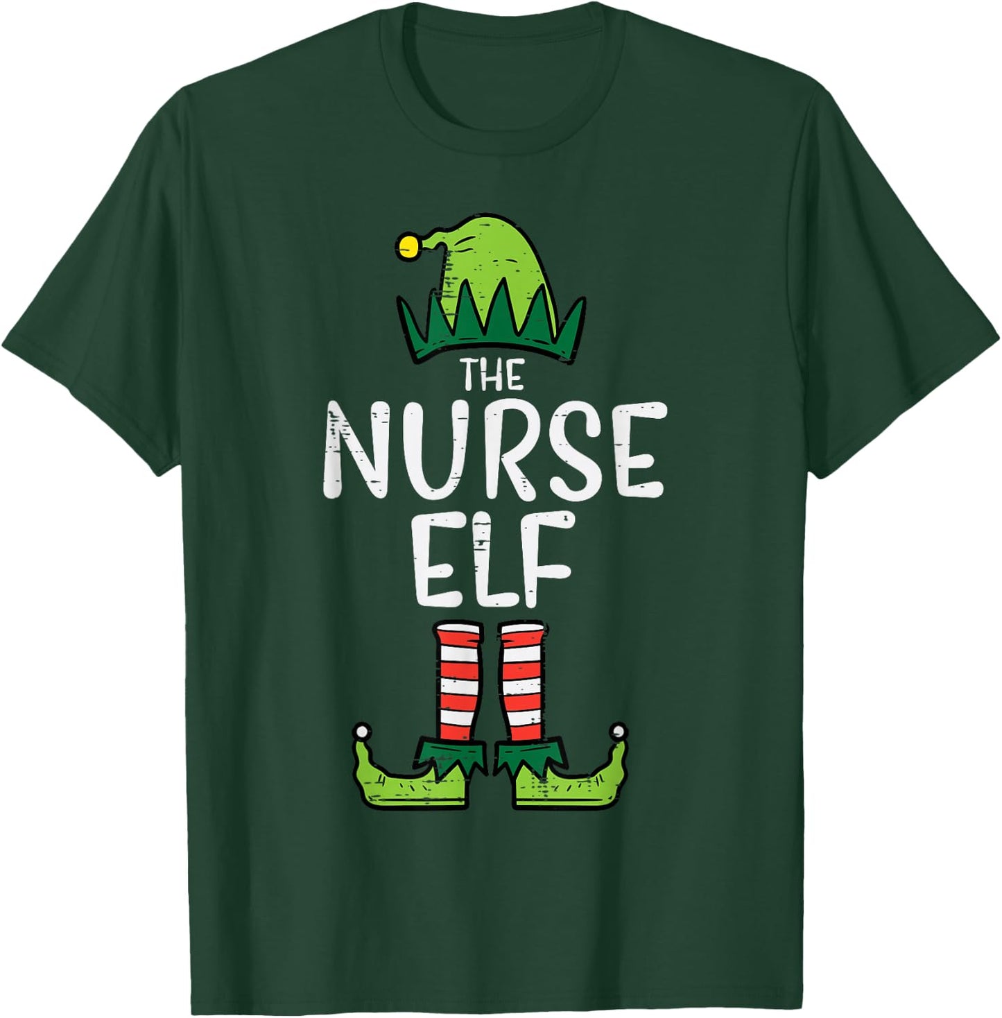 Nurse Elf Xmas Matching Christmas For Family Winter Scrub T-Shirt - T-Shirt | Forest