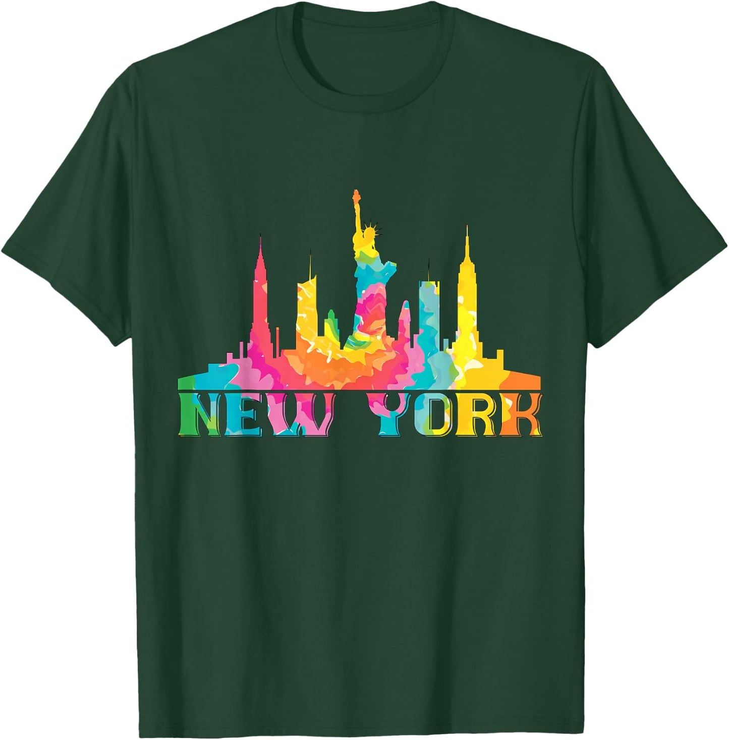 New York City Skyline NYC Tie Dye Liberty I Love New York T-Shirt - T-Shirt | Forest