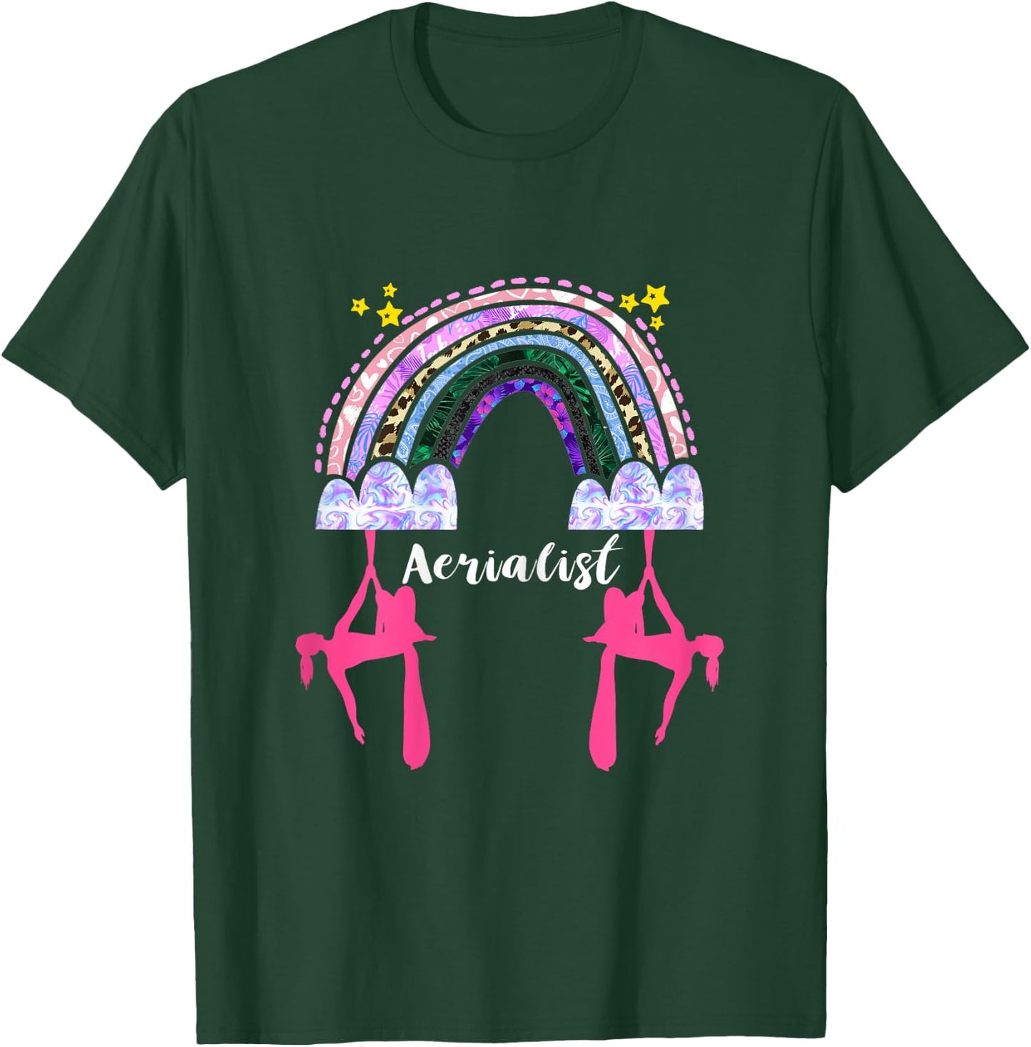 Hanging Aerialist Rainbow Aerial Silk Aerial Hoop Aerial T-Shirt - T-Shirt | Forest