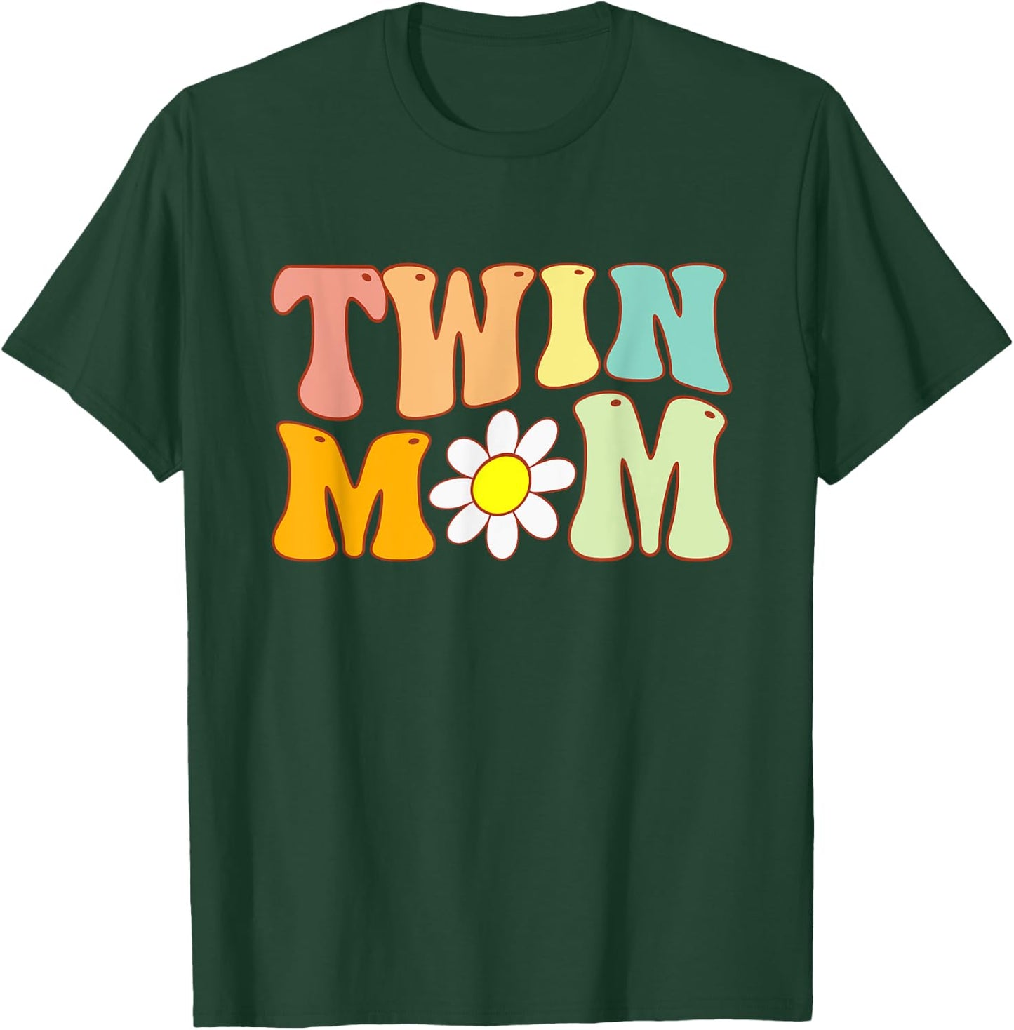 Groovy Twin Mama Funny Mother's Day For New Mom Of Twins T-Shirt - T-Shirt | Forest