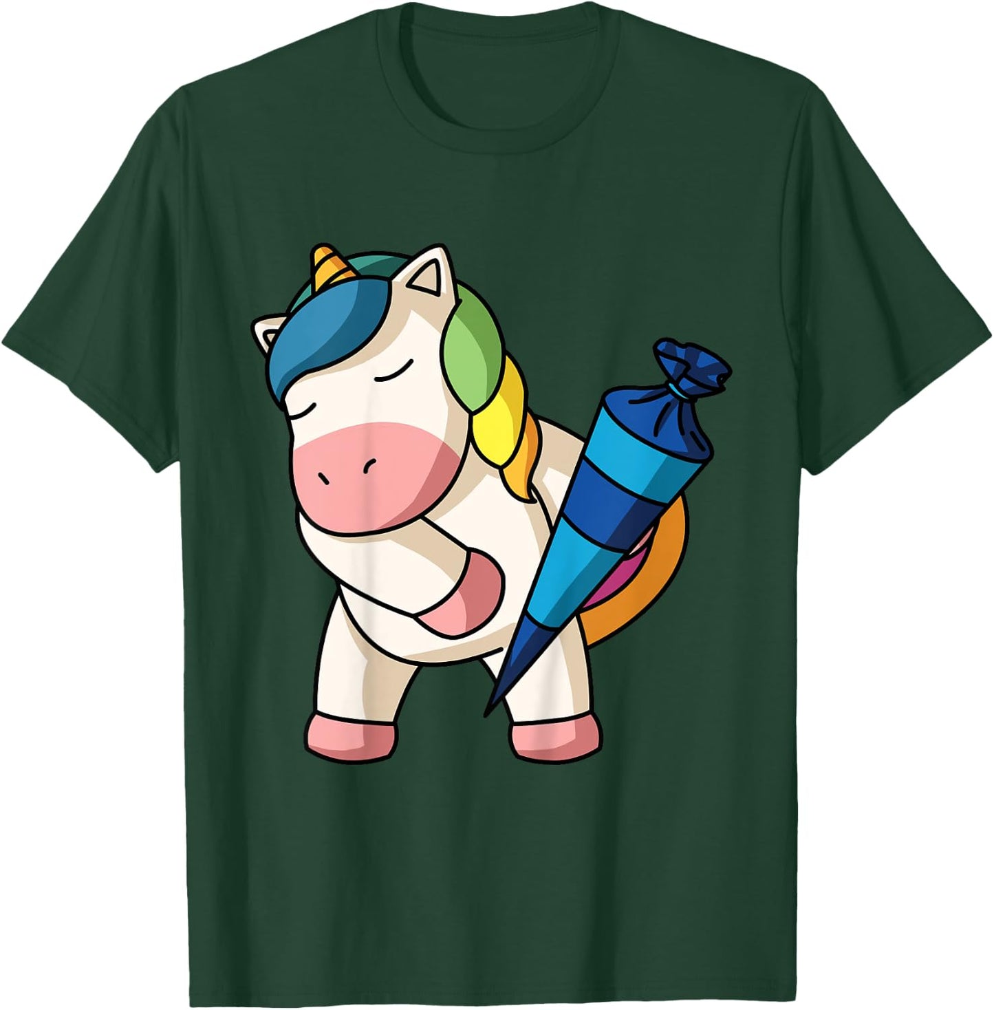 School Cone Unicorn Girls Large Small School Enrolment Girl T-Shirt - T-Shirt | Forest