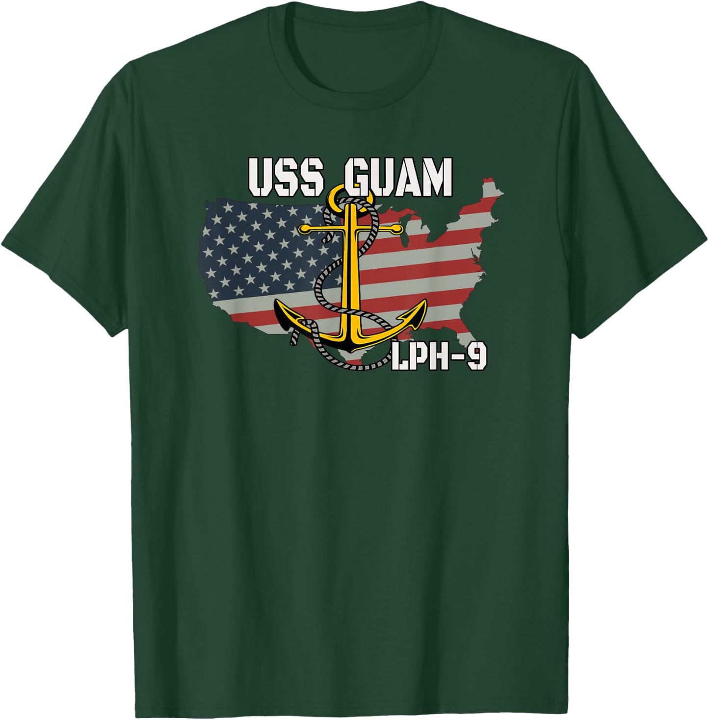 USS Guam LPH-9 Landing Platform Helicopter Veterans Father T-Shirt - T-Shirt | Forest