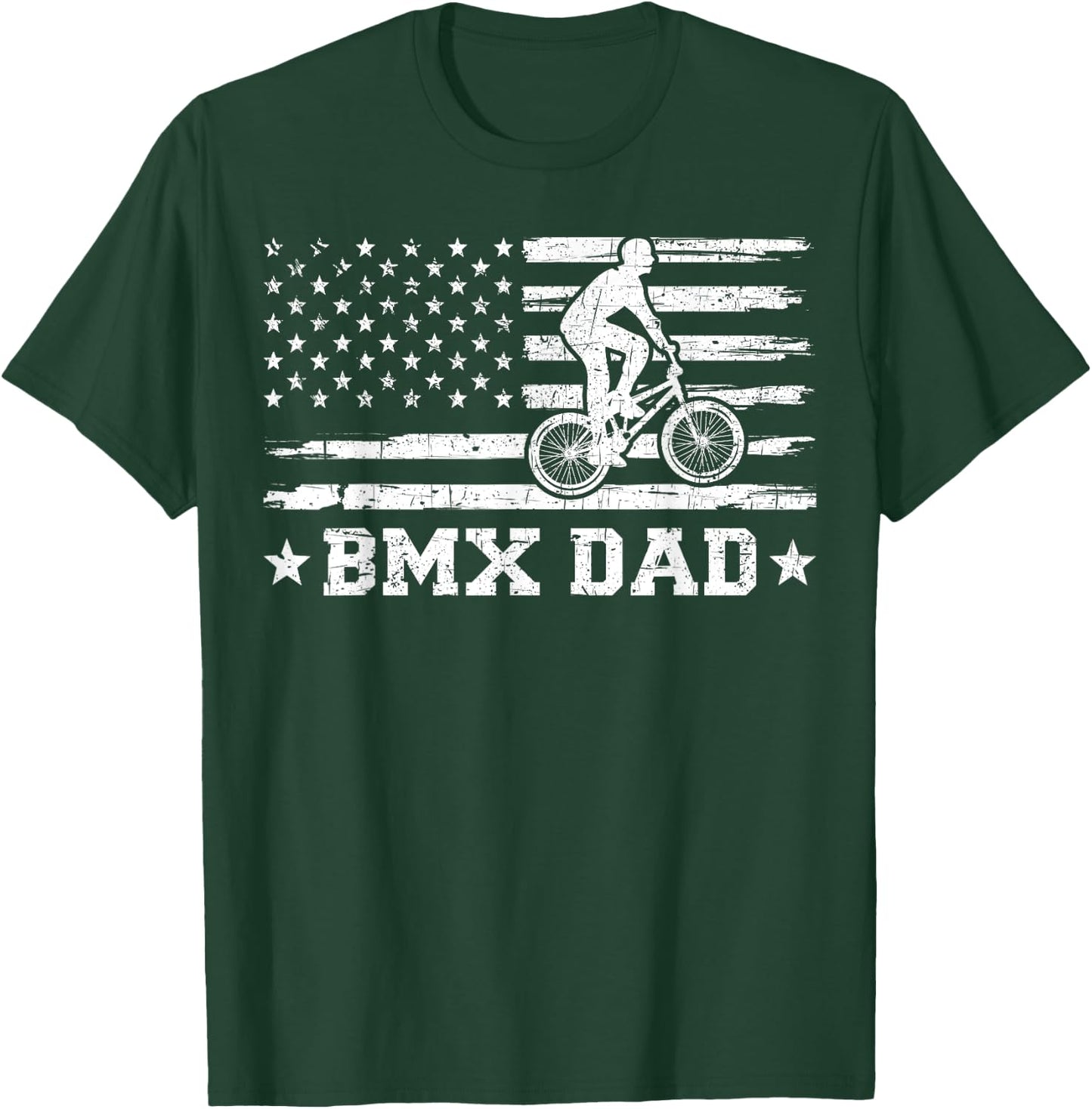 BMX Bike Rider American Flag BMX Dad Father's Day Men T-Shirt - T-Shirt | Forest
