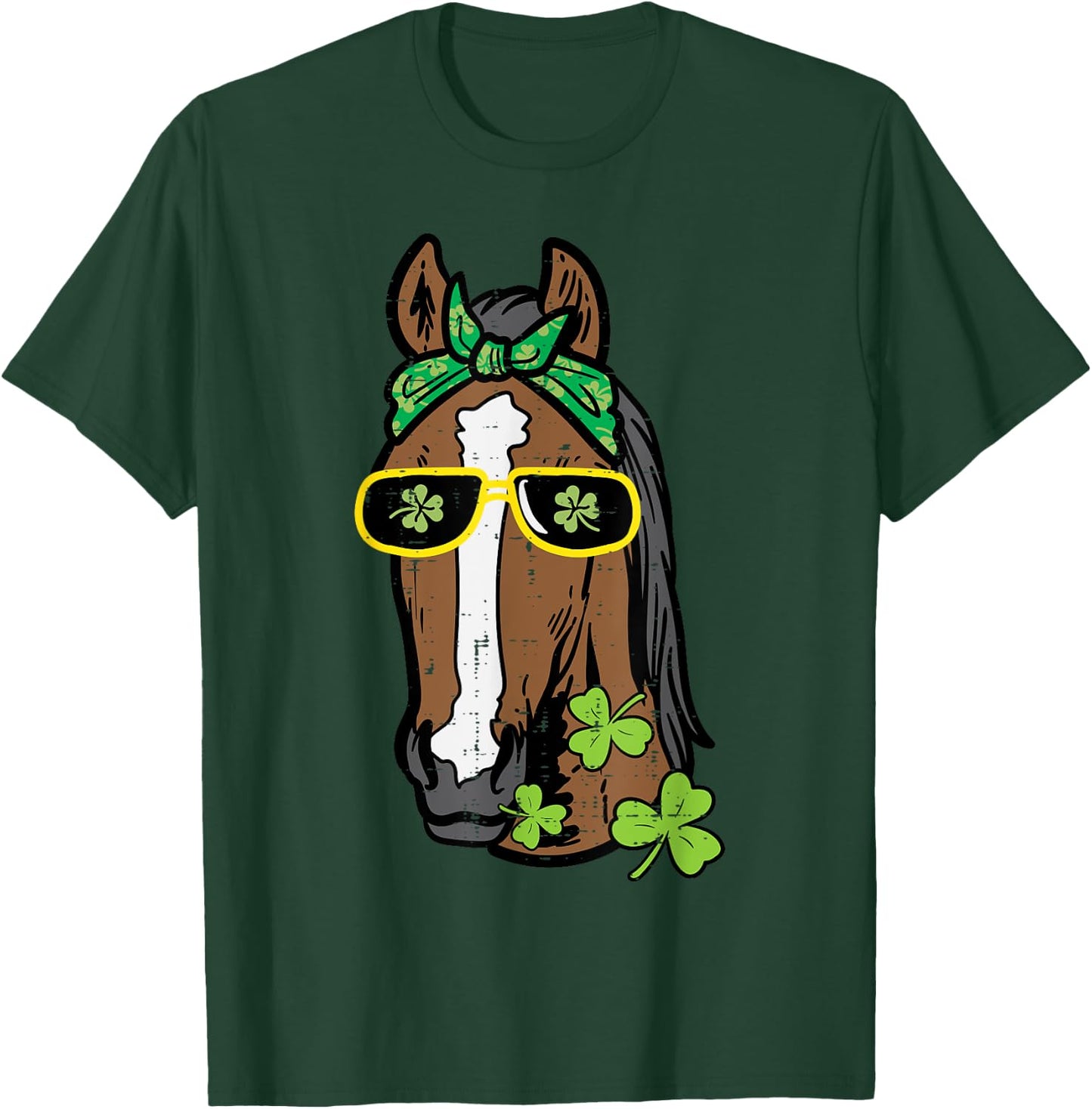 St Patricks Day Horse Saint Pattys Paddys Women Girls Kids T-Shirt - T-Shirt | Forest