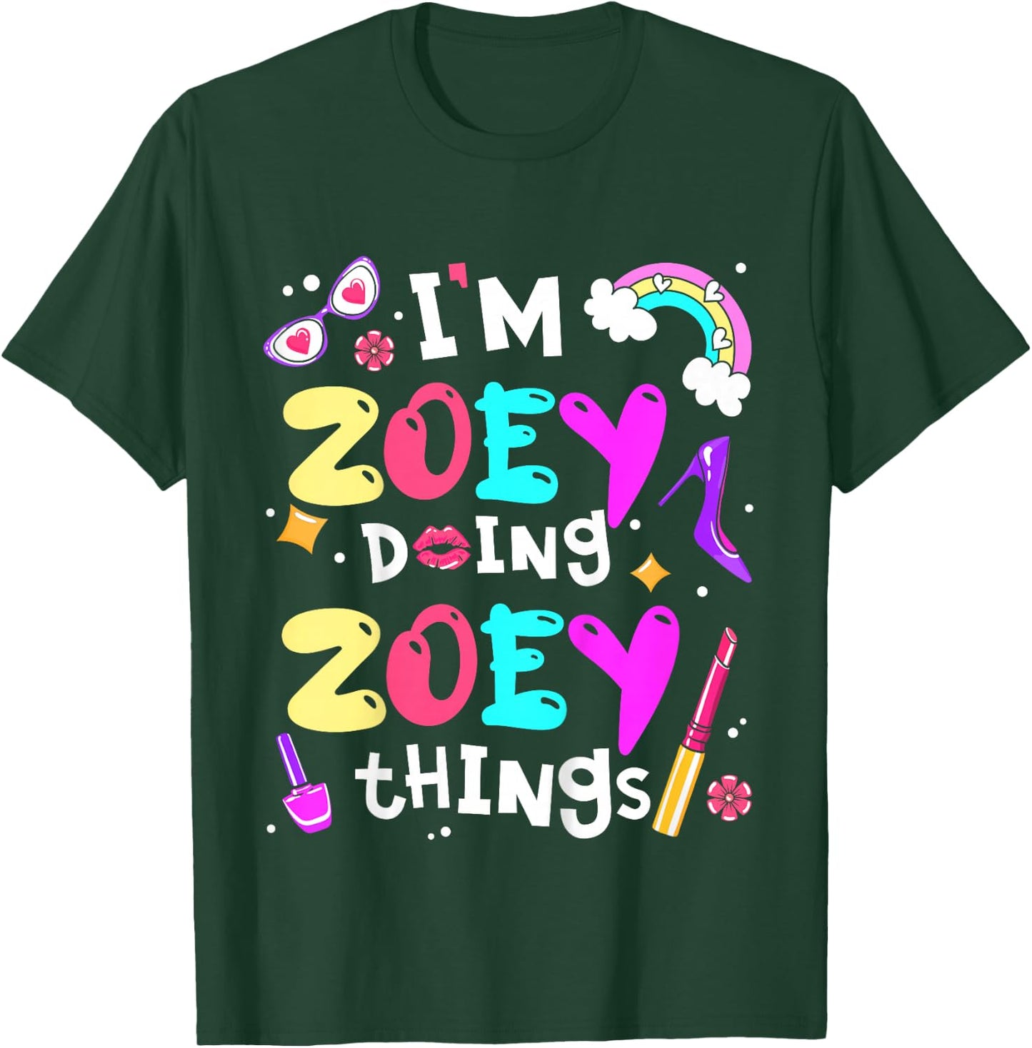 Kids I'm Zoey Doing Zoey Things Cute Girls Personalized Name T-Shirt - T-Shirt | Forest