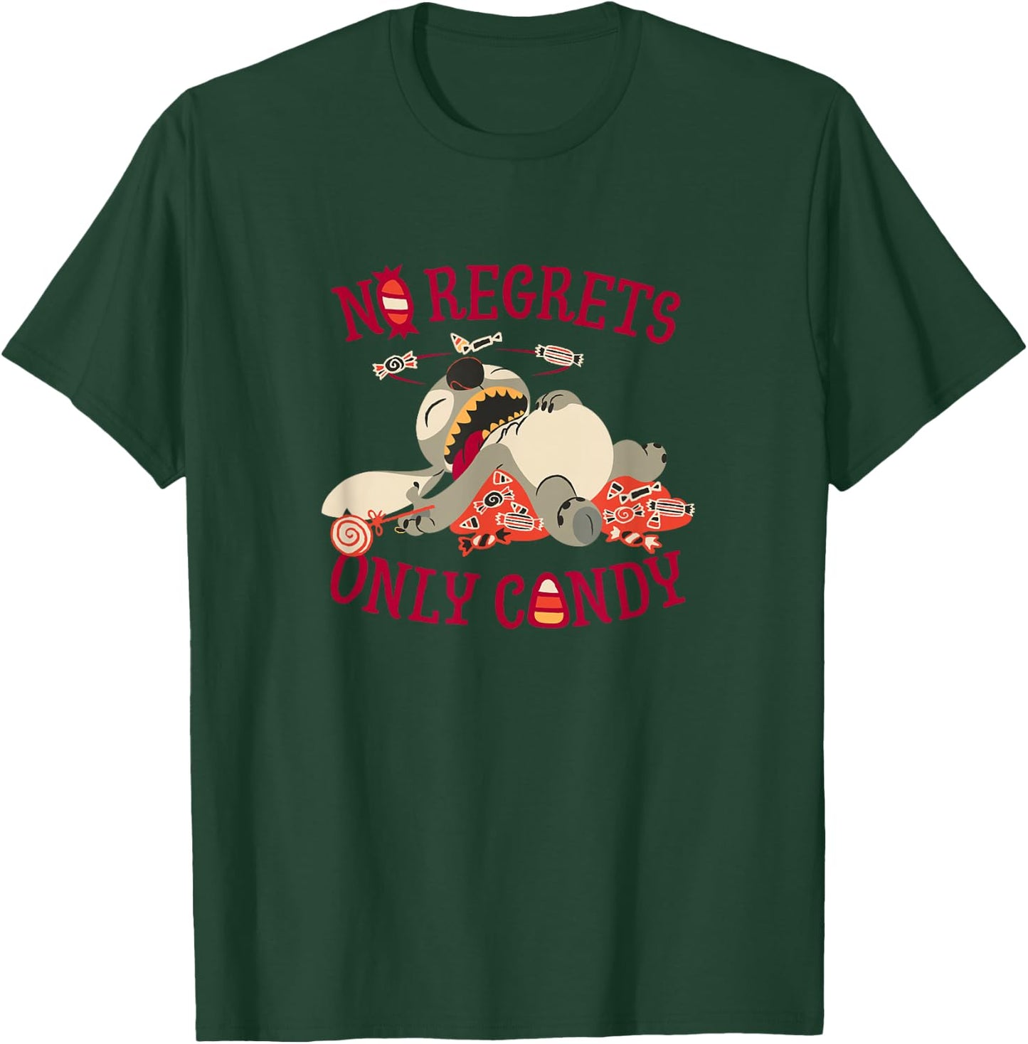 Disney Lilo & Stitch Halloween No Regrets Only Candy T-Shirt - T-Shirt | Forest