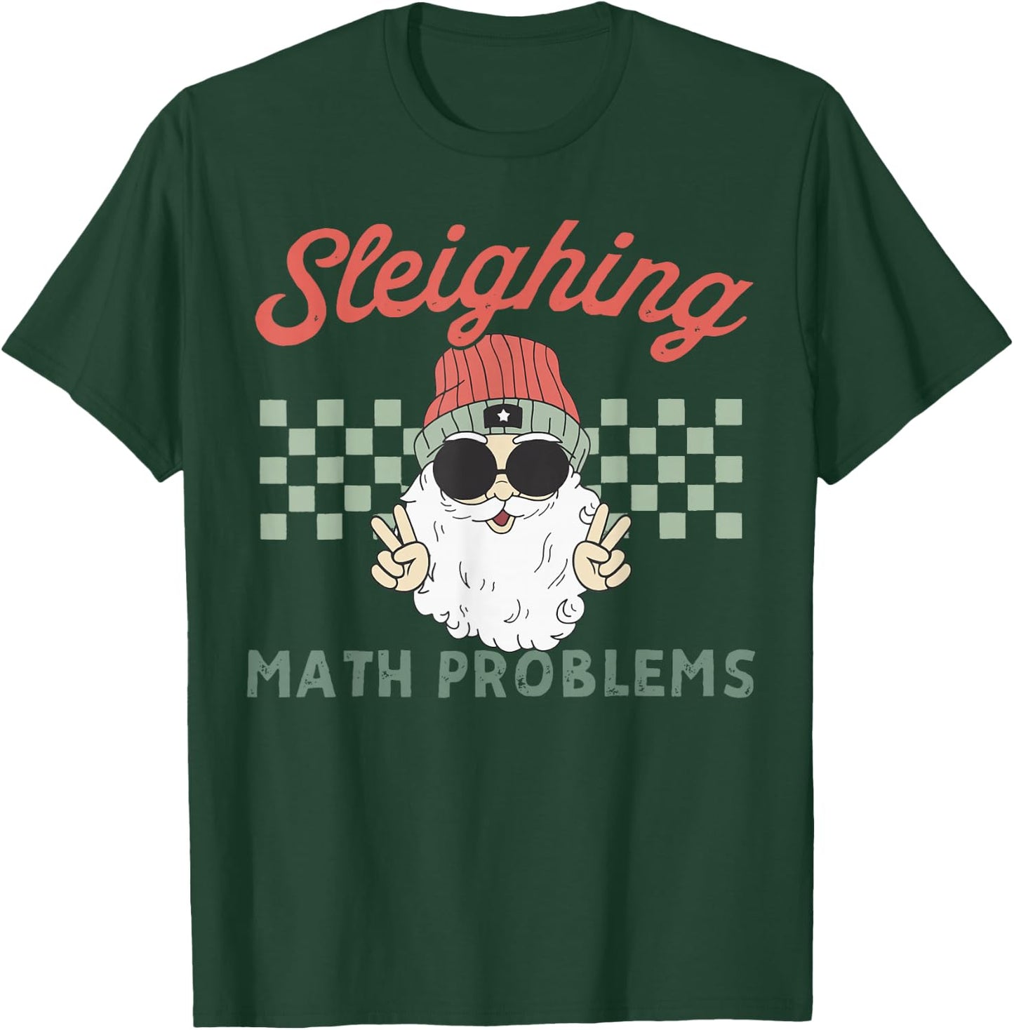 Retro Sleighing Math Problems Santa Math Teacher Christmas T-Shirt - T-Shirt | Forest