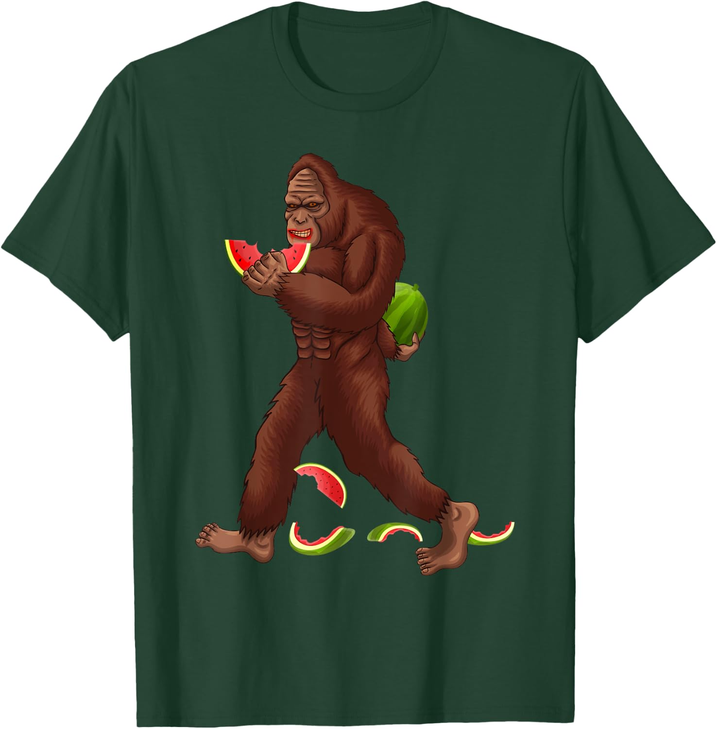 Funny Bigfoot & Watermelon Slice Summer Vacation Kids Boys T-Shirt - T-Shirt | Forest
