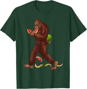 Funny Bigfoot & Watermelon Slice Summer Vacation Kids Boys T-Shirt - T-Shirt | Forest