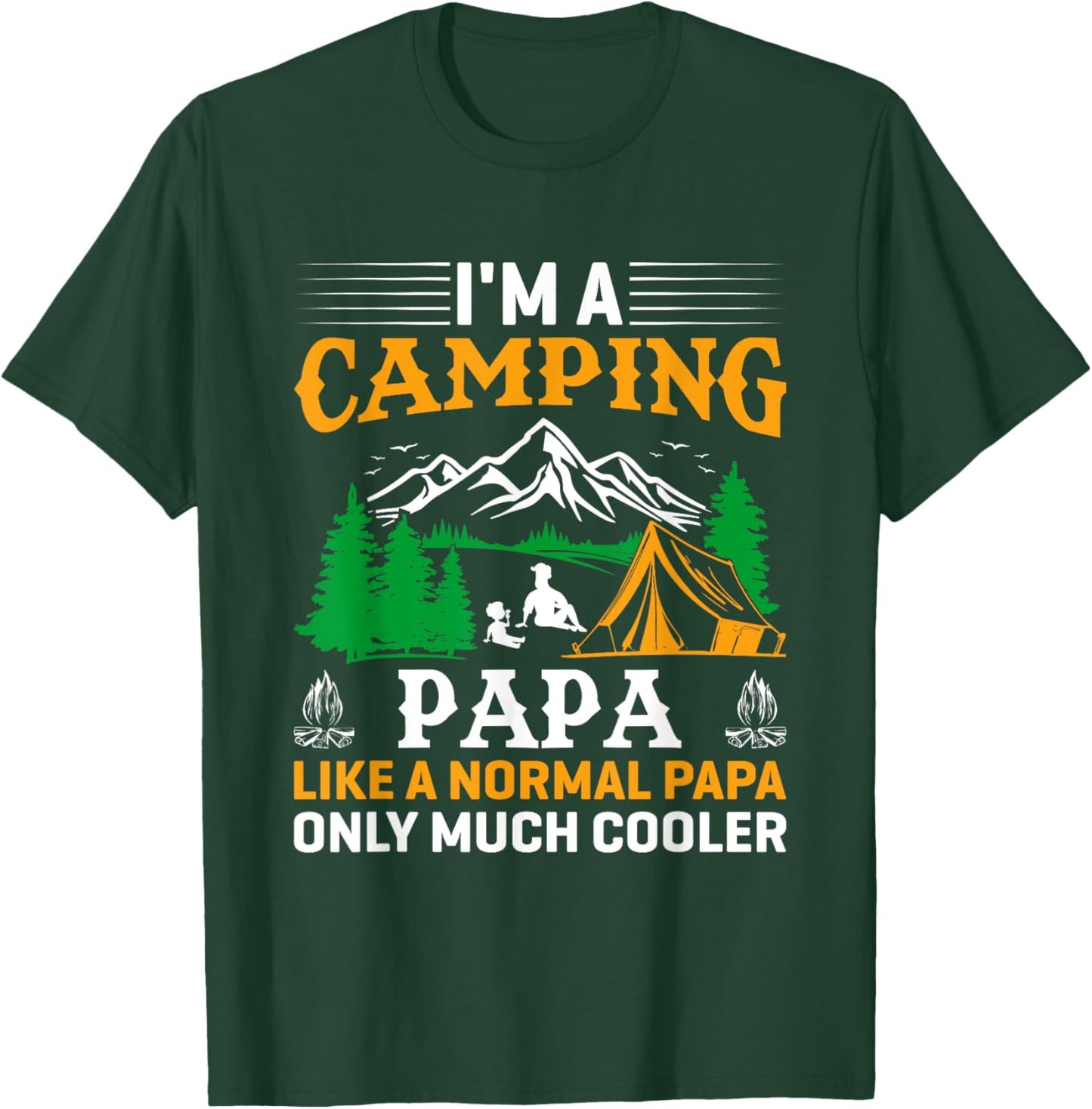 Papa Camping Fathers Day Funny Camper Dad Grandpa Men T-Shirt - T-Shirt | Forest