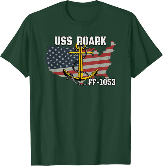 USS Roark FF-1053 Frigate Veteran Day Son Father Grandpa Dad T-Shirt - T-Shirt | Forest