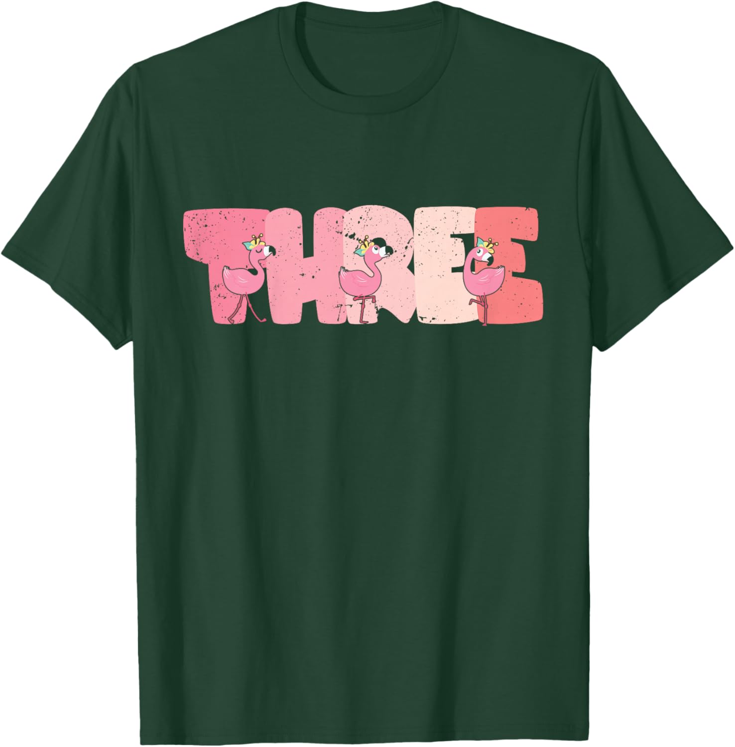 Kids 3 Years Old Cute Flamingo Birthday Girl 3rd B-Day T-Shirt - T-Shirt | Forest
