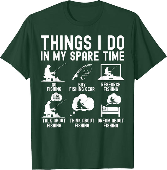 Things I Do In My Spare Time Fishing Fisherman Bass Men T-Shirt - T-Shirt | Forest