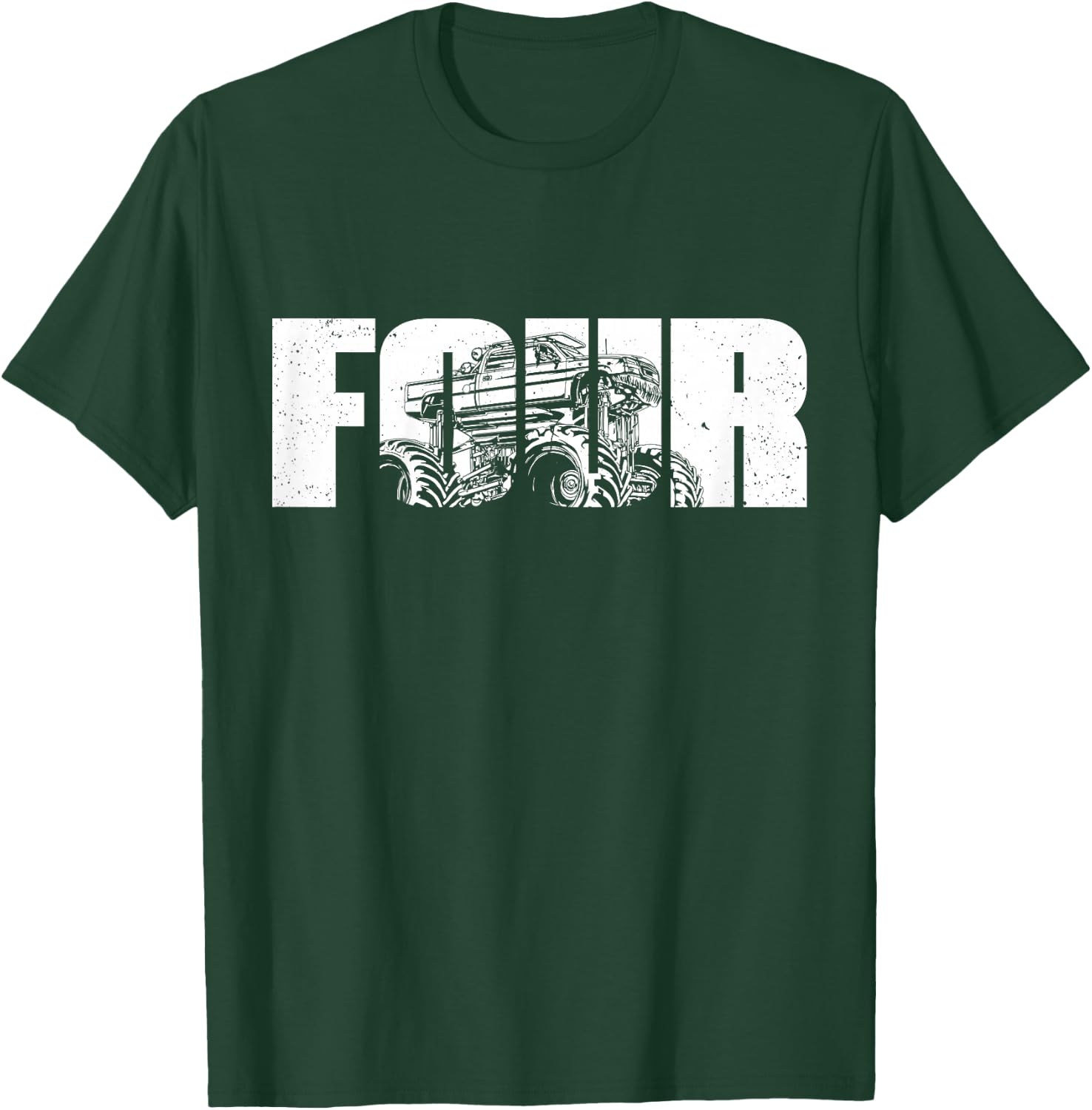4 Year Old Shirt 4th Birthday Monster Truck Boys Girls Kid T-Shirt - T-Shirt | Forest