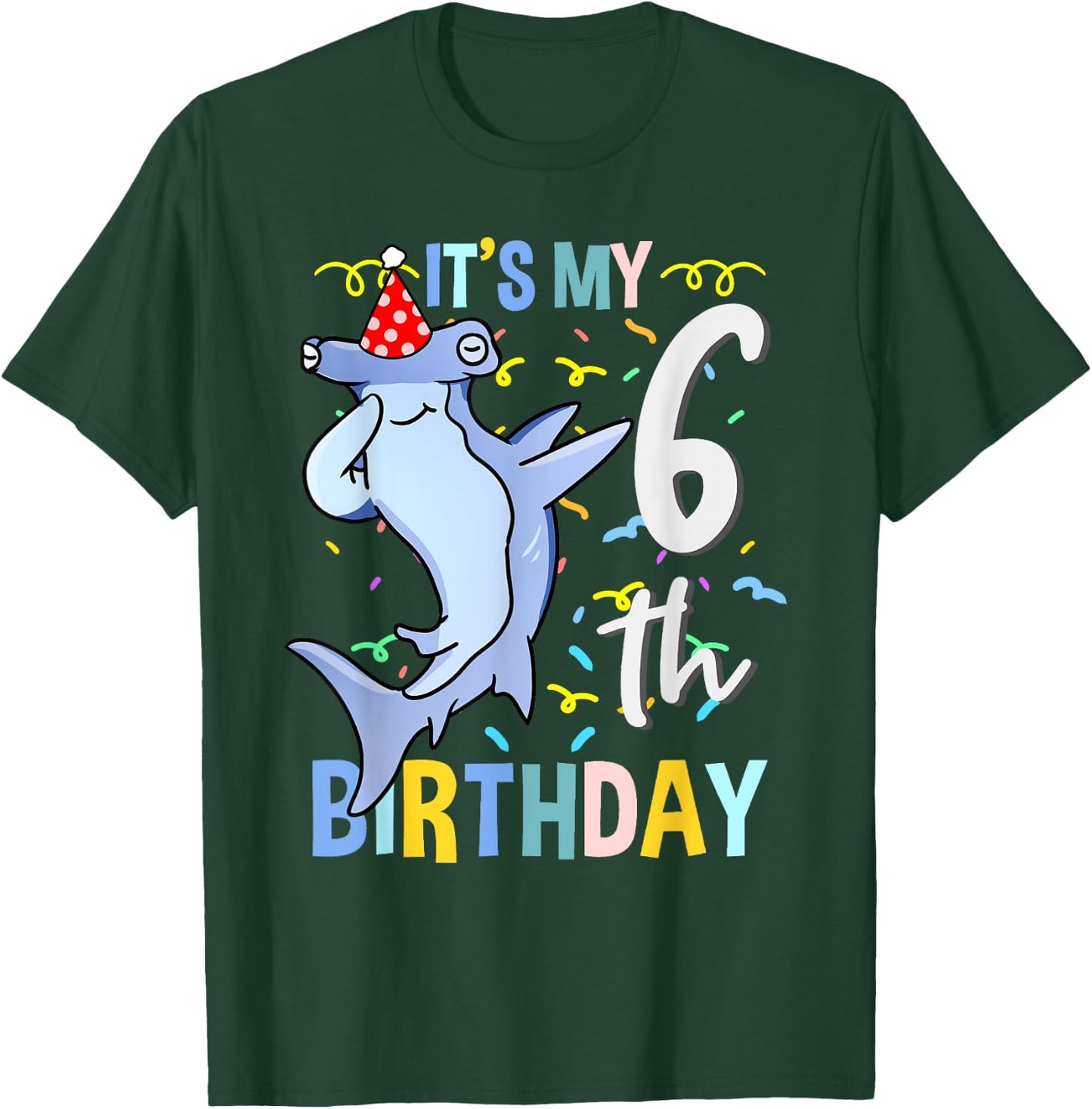 Its My 6th Birthday Dabbing Hammerhead Shark T-Shirt - T-Shirt | Forest