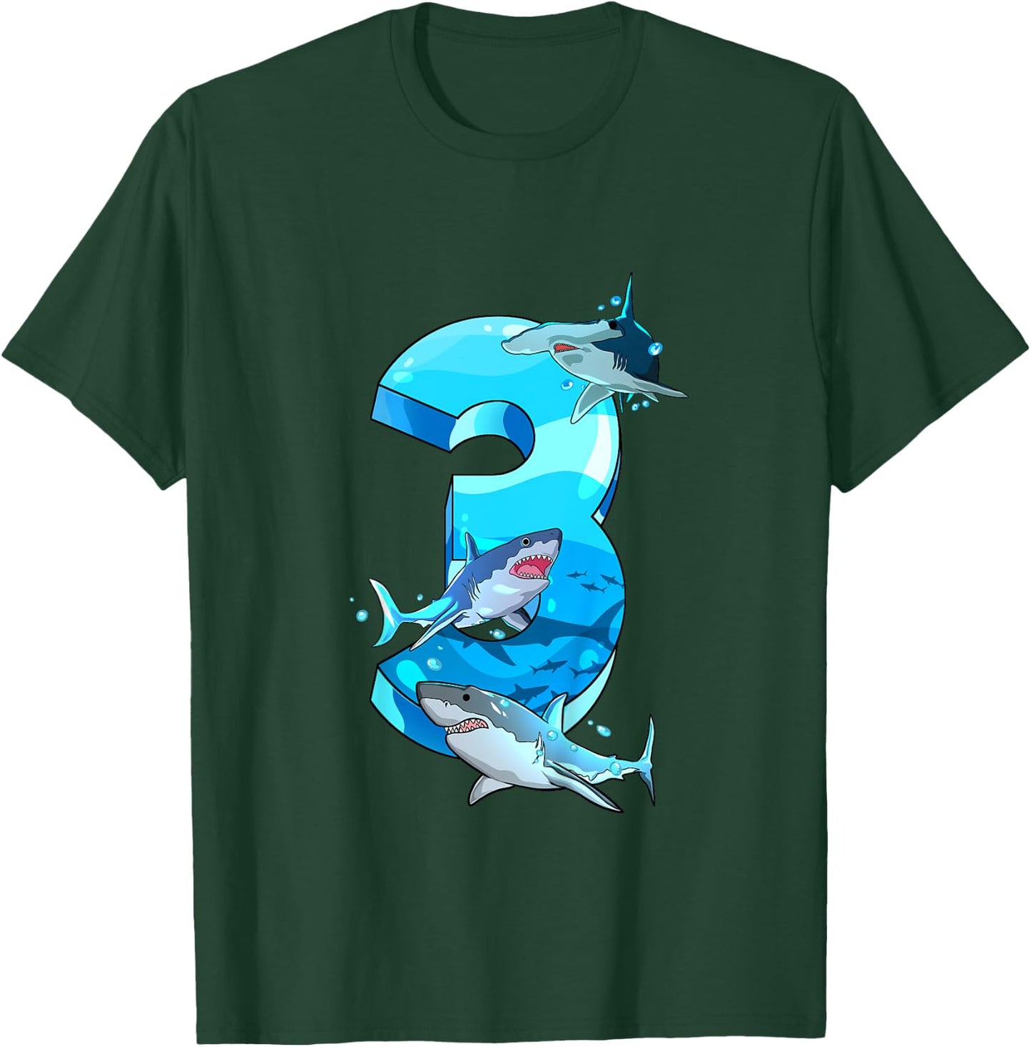 Kids Shark Boy 3 Years Birthday Child Children Birthday T-Shirt - T-Shirt | Forest