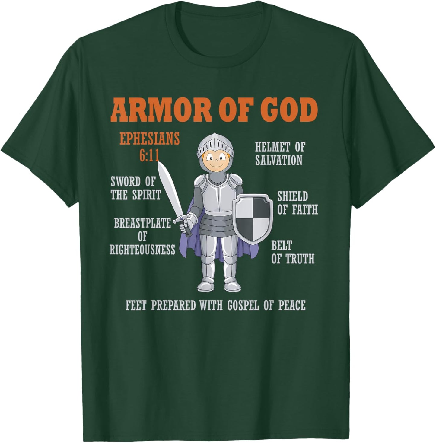 Put On The Full Armor Of God Bible Chapters For Kids T-Shirt - T-Shirt | Forest