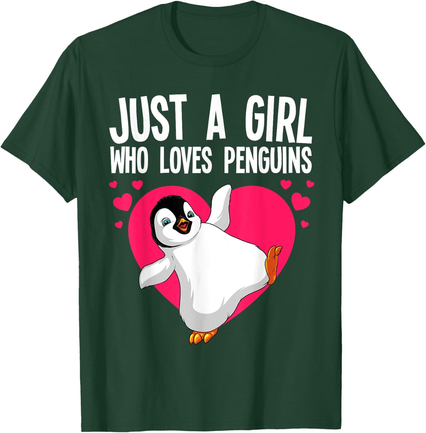Funny Penguin Design Girls Kids Aquatic Bird Lover T-Shirt - T-Shirt | Forest