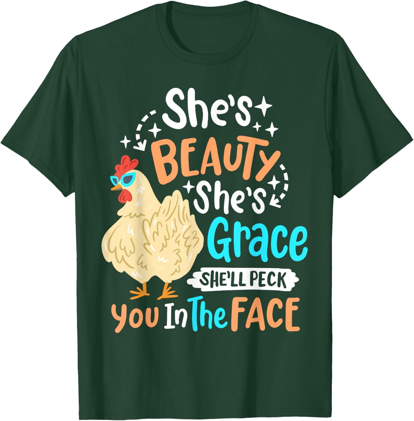 She's Beauty She's Grace - Farmer & Chicken Lover T-Shirt - T-Shirt | Forest