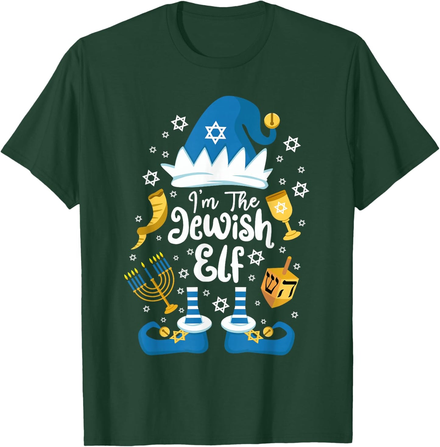 The Jewish Elf Happy Hanukkah Funny Christmas Gnome T-Shirt - T-Shirt | Forest