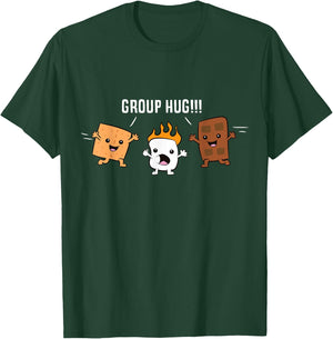 Group Hug Camping Campfire Chocolate Marshmallow S'Mores T-Shirt - T-Shirt | Forest