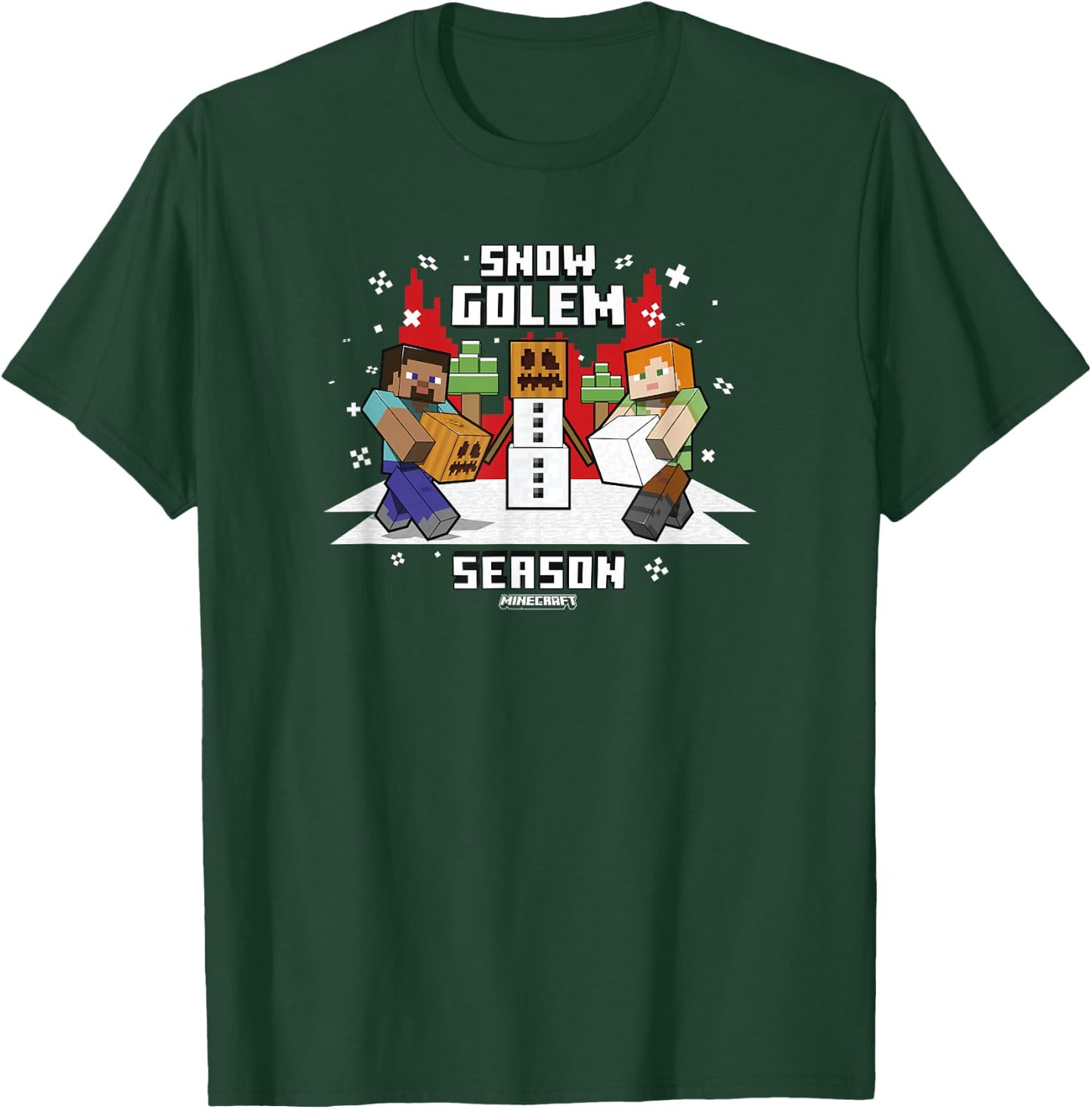Minecraft Christmas Snow Golem Season T-Shirt - T-Shirt | Forest