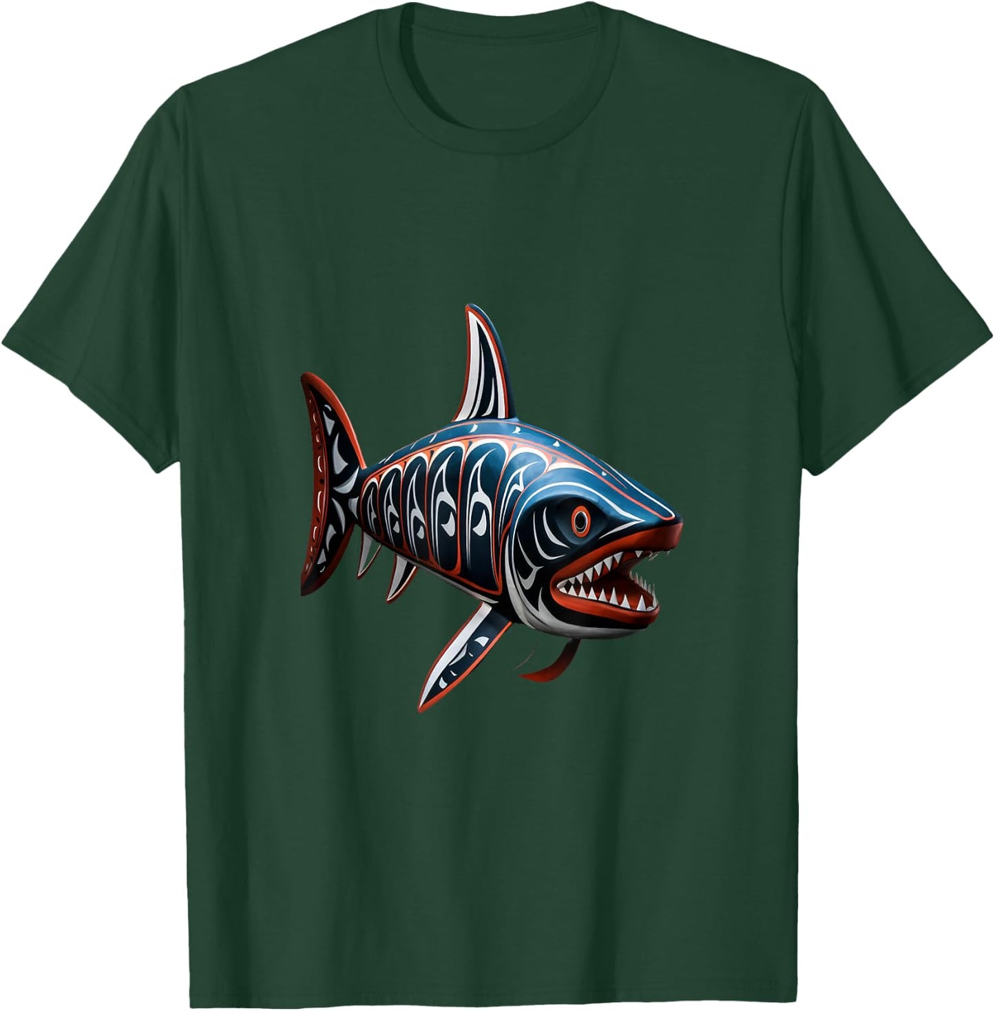 Shark Haida Totem Art Indian Indigenous Tribal T-Shirt - T-Shirt | Forest