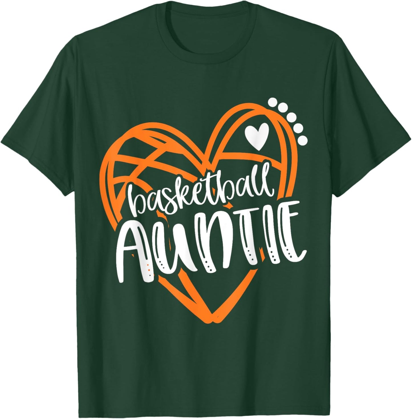 Girls Basketball AUNTIE Heart Distressed T-Shirt - T-Shirt | Forest