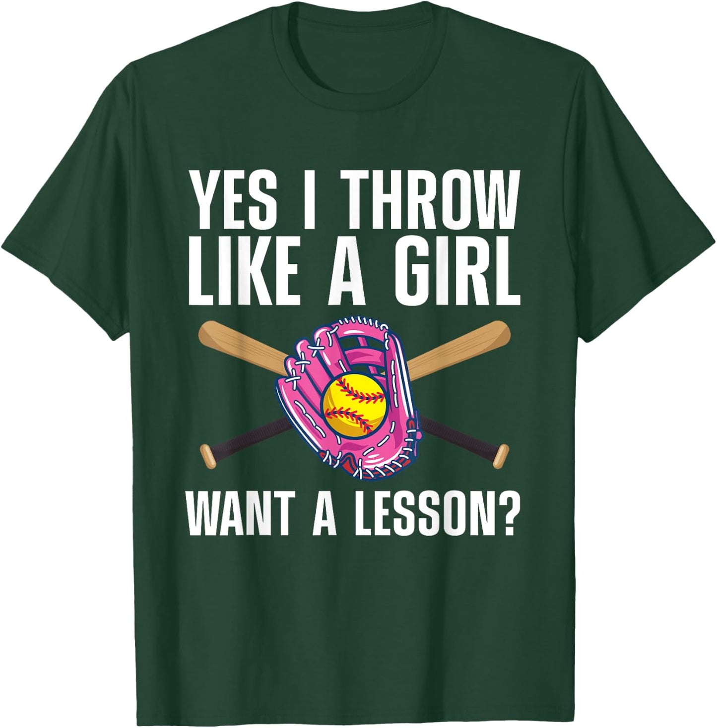Cool Softball Girls Youth Catcher Pitcher Baseball T-Shirt - T-Shirt | Forest