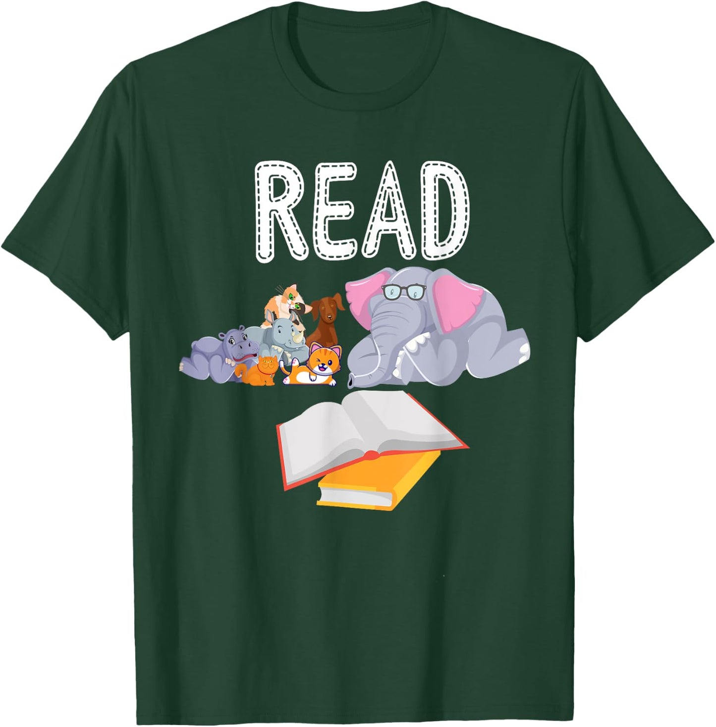 Funny Teacher Library Read Book Club Piggie Elephant Pigeons Men Women Kids T-Shirt - T-Shirt | Forest