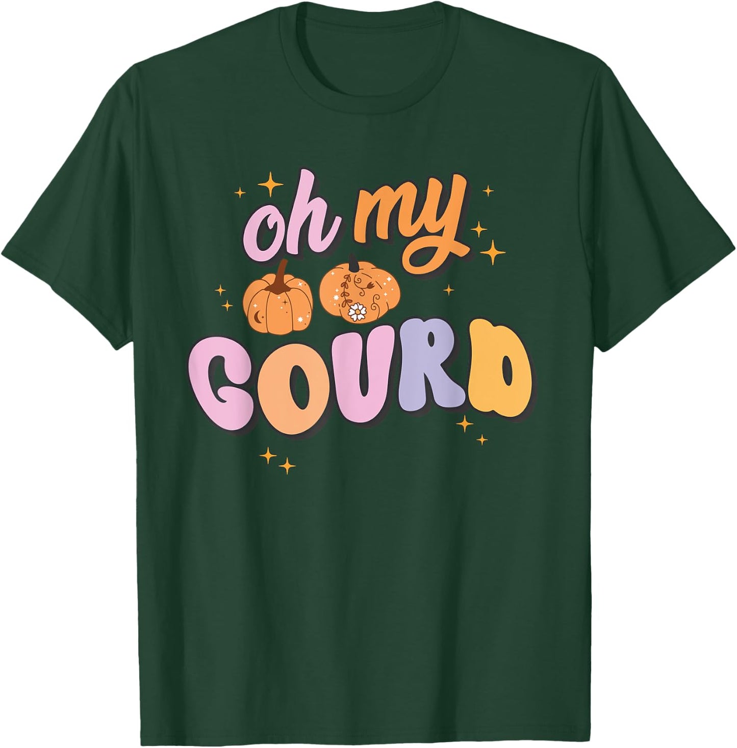 Oh My Gourd Funny Pumpkin Pun Halloween Group Retro Quote T-Shirt - T-Shirt | Forest
