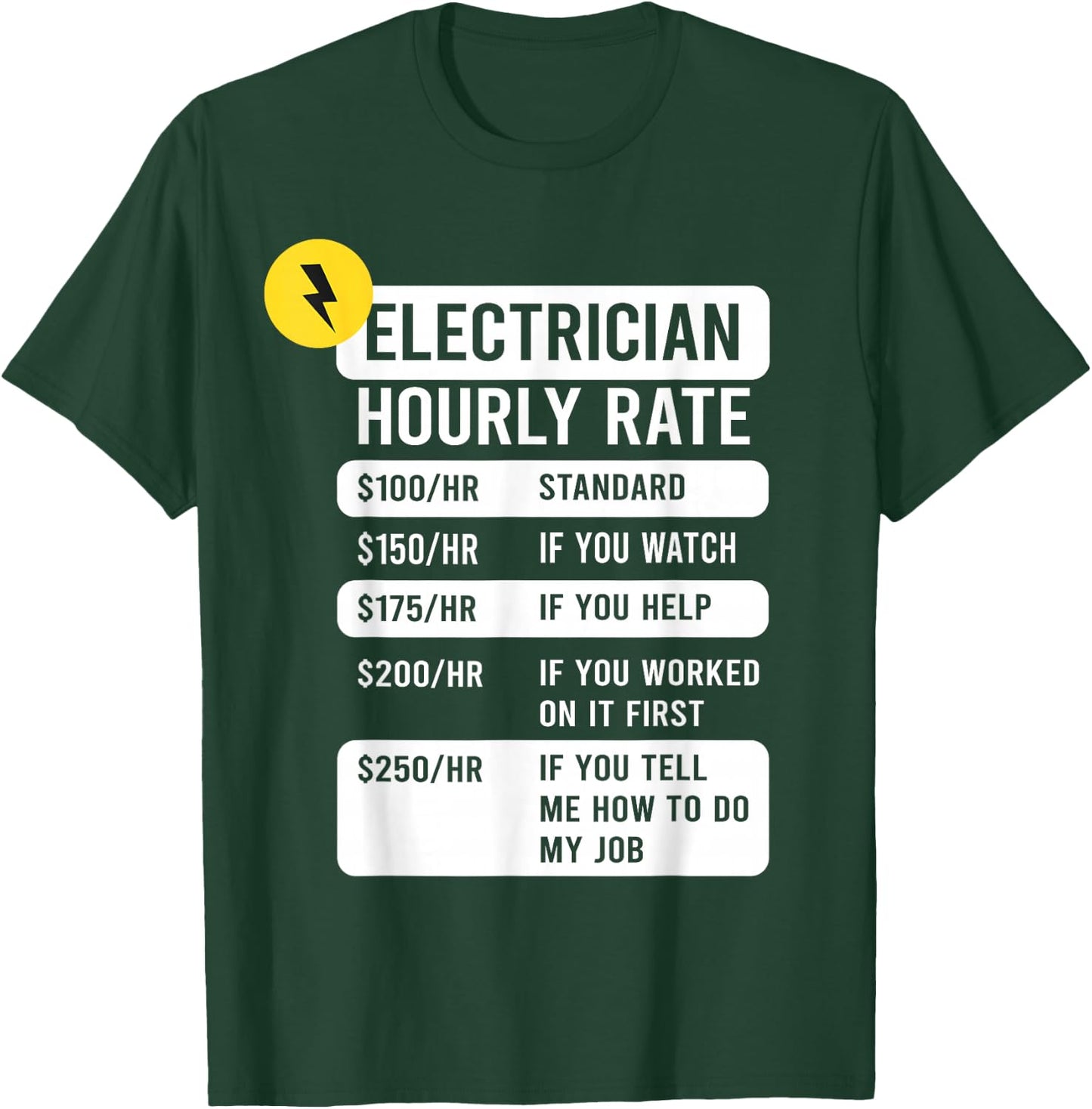 Electrician Hourly Rate T-Shirt - T-Shirt | Forest