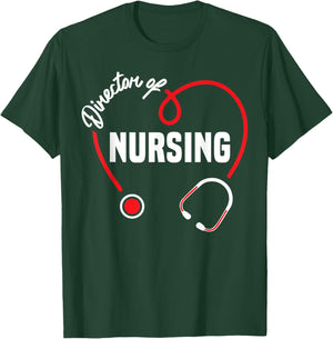 Director of Nursing Heart Stethoscope T-Shirt - T-Shirt | Forest