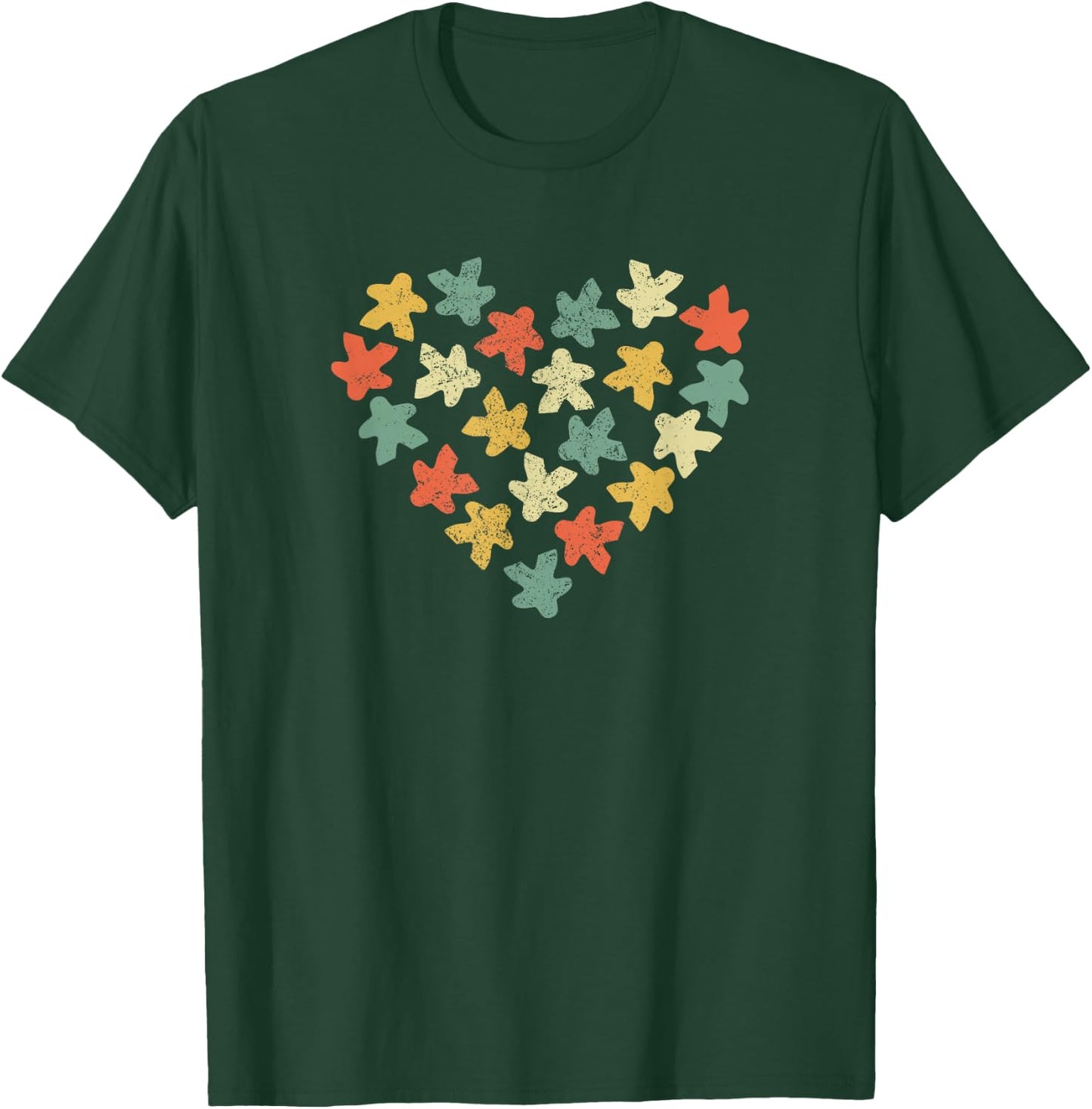 Board Game Player Meeples Heart Love Vintage Gamer T-Shirt - T-Shirt | Forest