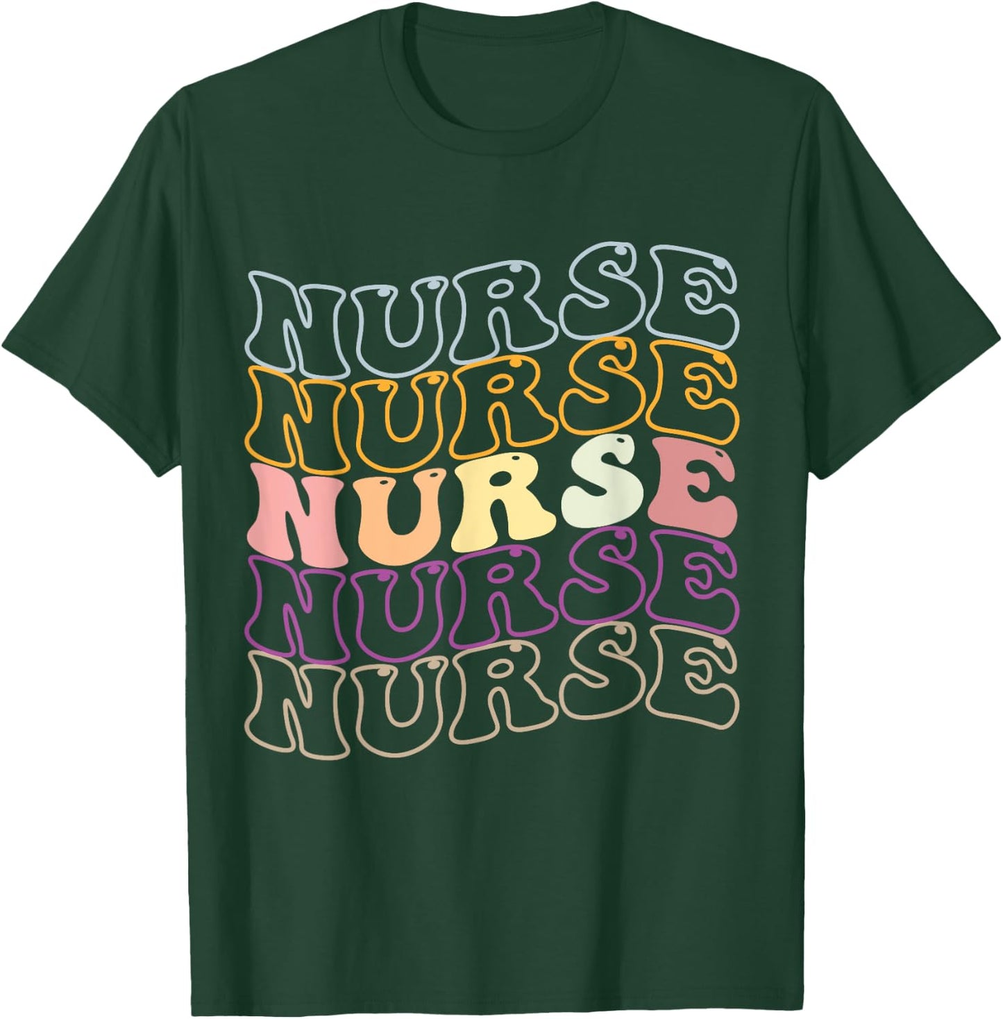 Nurse Groovy Retro Hippie T-Shirt - T-Shirt | Forest