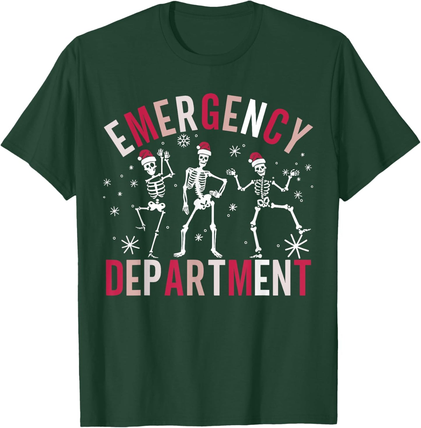 Emergency Department Skeleton Santa Hat ER Nurse Christmas T-Shirt - T-Shirt | Forest