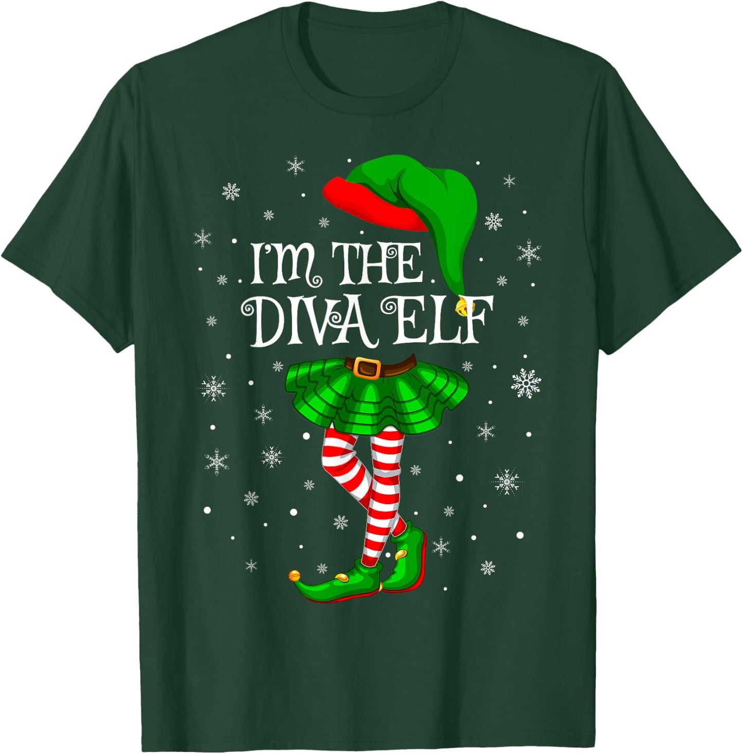 Family Matching Women Girls I'm The Diva Elf Christmas T-Shirt - T-Shirt | Forest