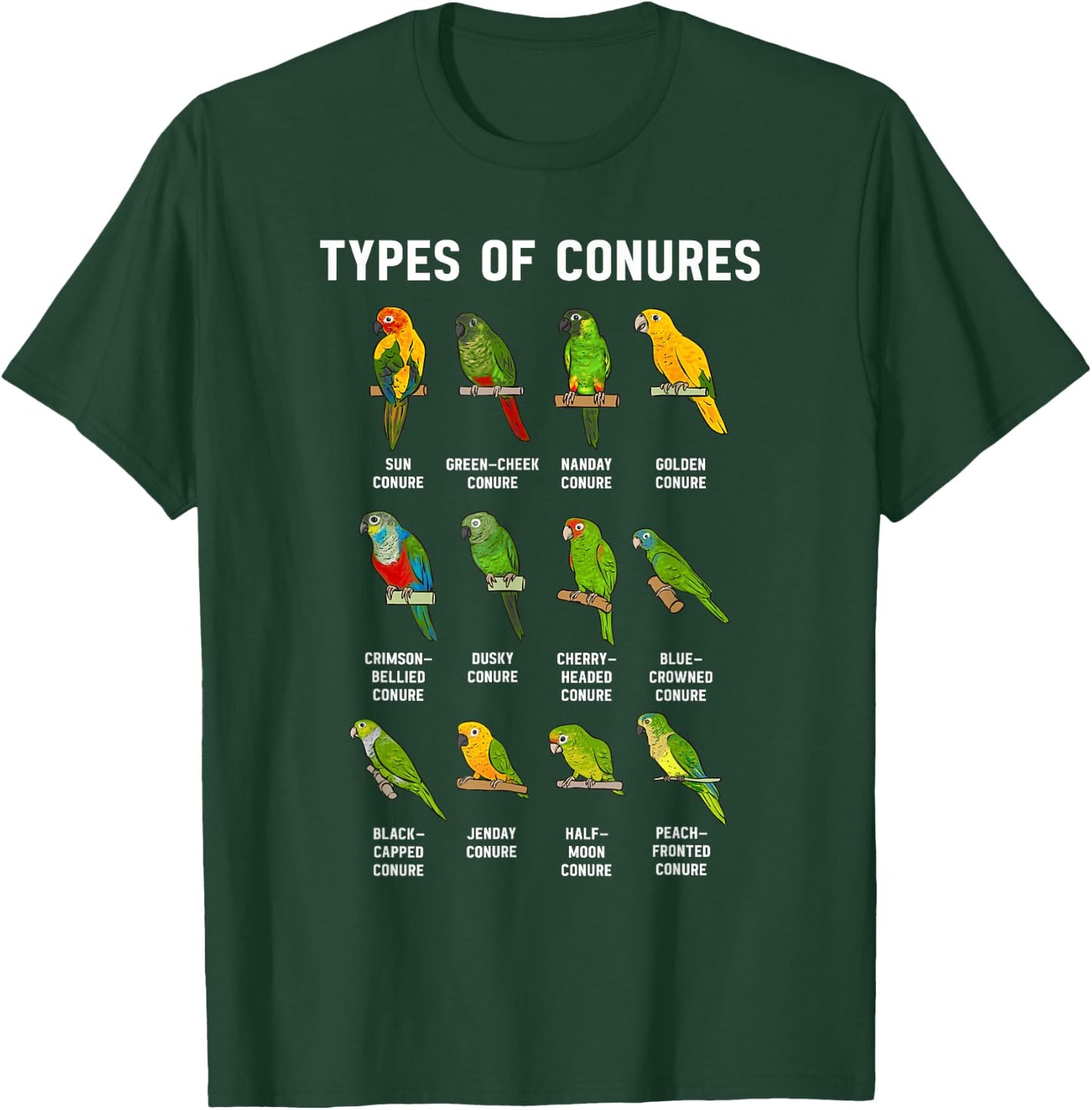 Sun Conure Types Of Conures Parrot Bird Green Cheek Conure T-Shirt - T-Shirt | Forest