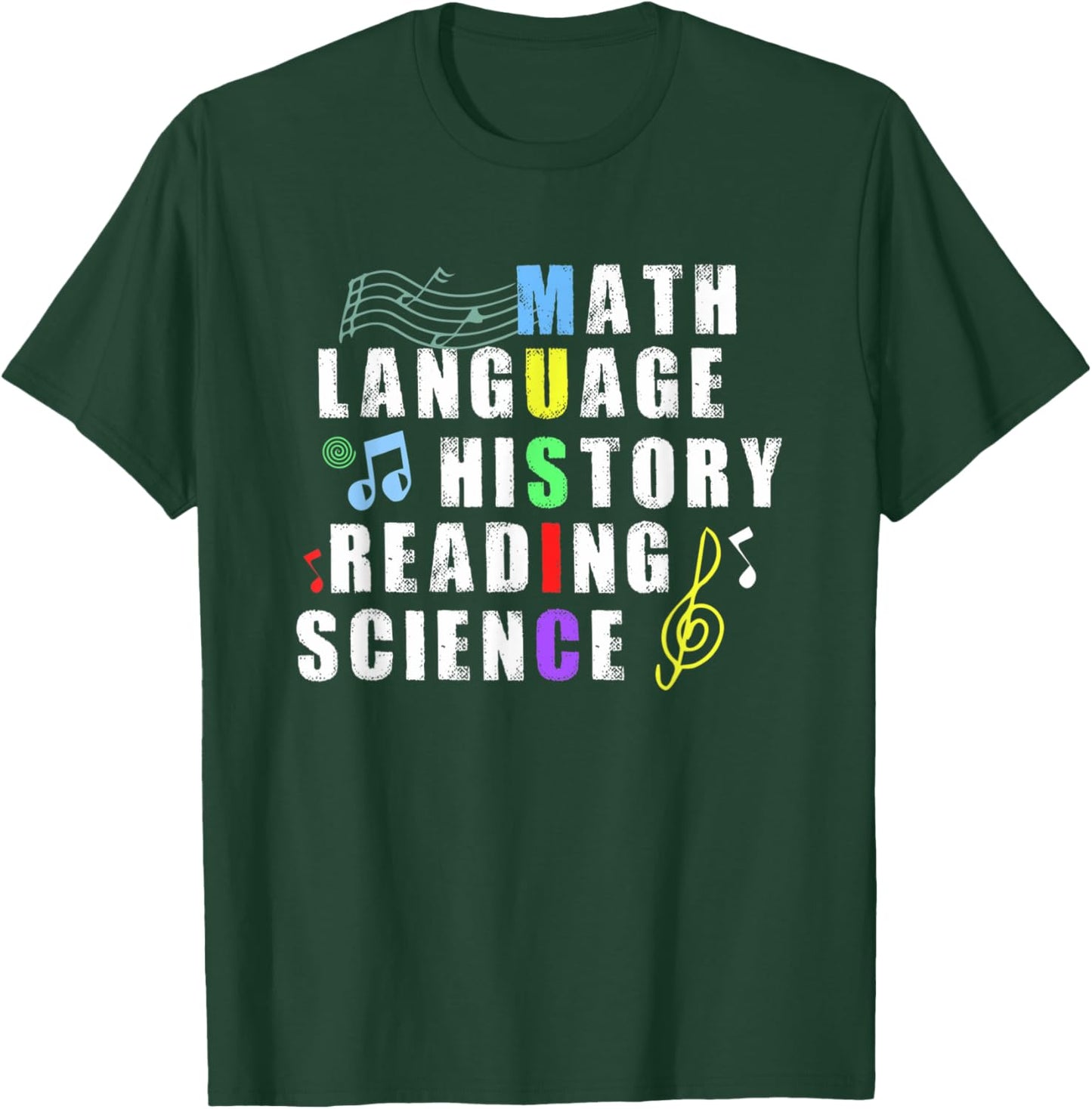 Math Language History Reading Science Music Teacher Gifts Women T-Shirt - T-Shirt | Forest