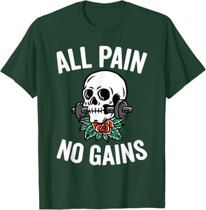 Funny Gym Fitness Workout Parody All Pain No Gains Black Men's Medium Classic Fit Short Sleeve Round Neck T-Shirt - T-Shirt | Forest